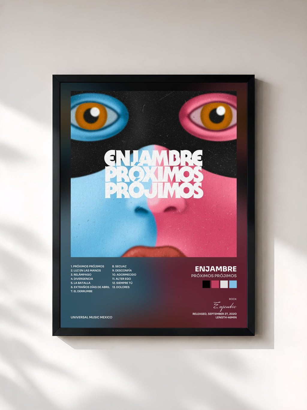 #noir Tableau de l'album Próximos Prójimos de Enjambre, cadre noir, imprimé et encadré en France