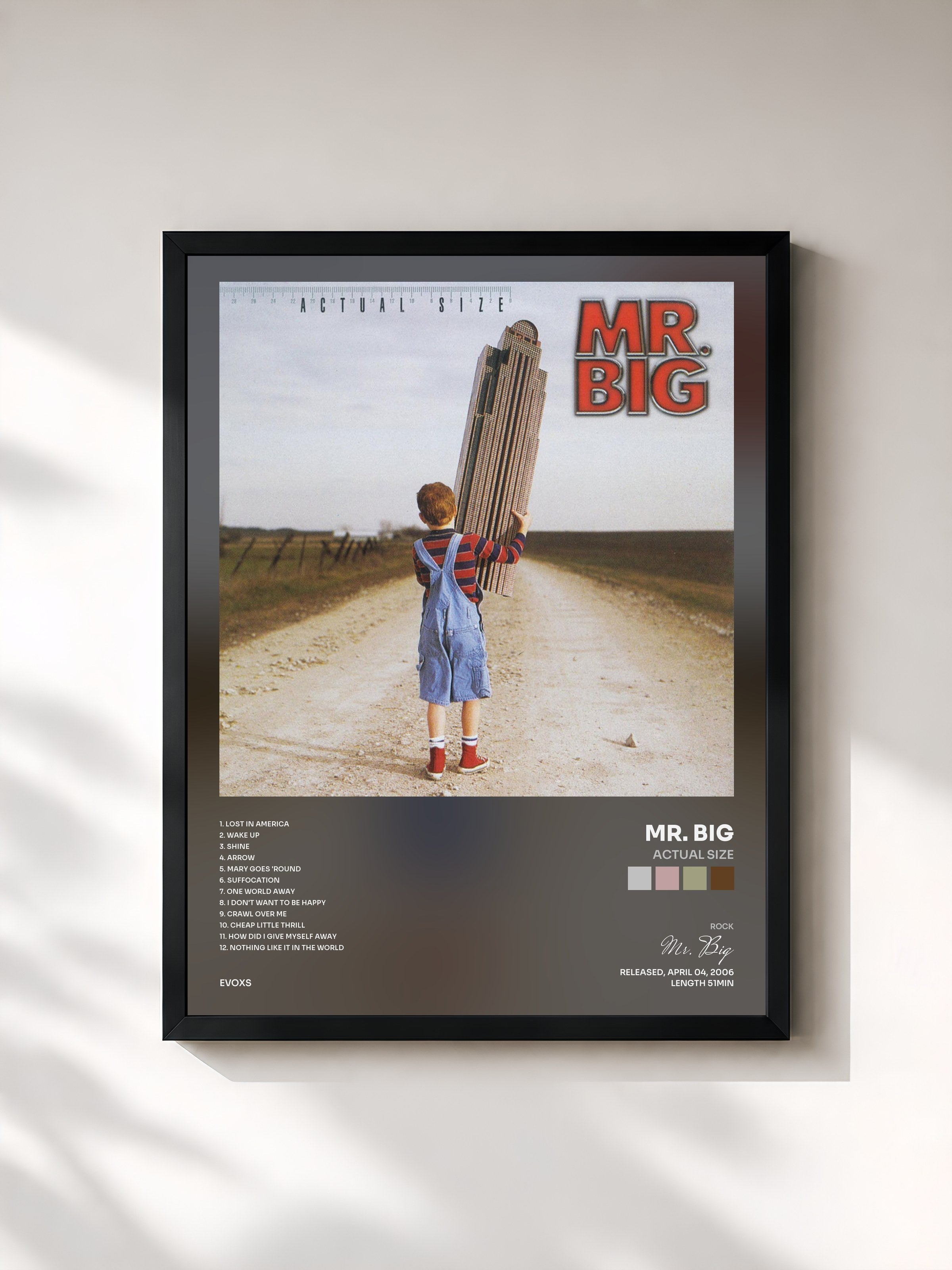 #noir Tableau de l'album Actual Size de Mr. Big, cadre noir, imprimé et encadré en France