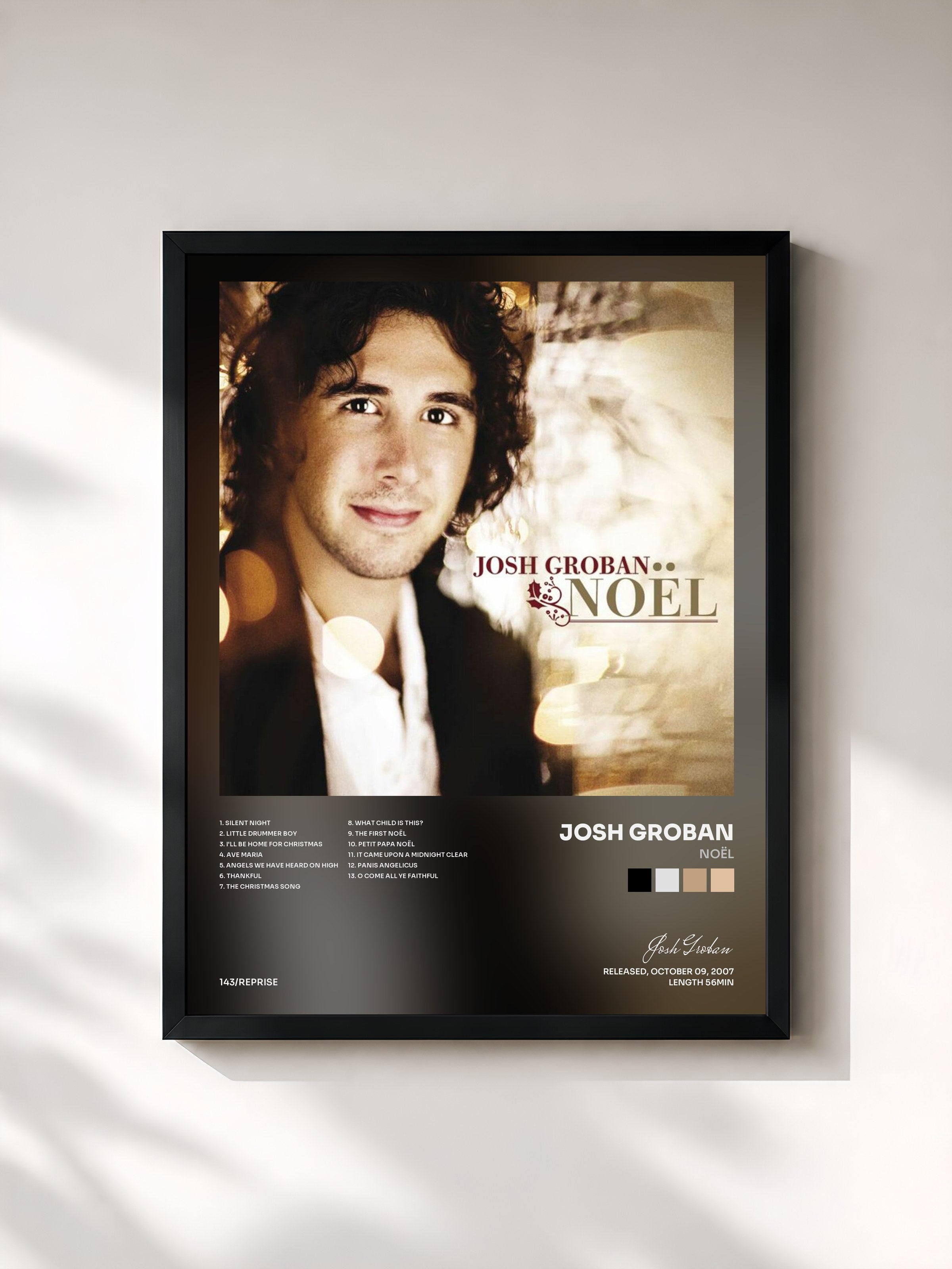 #noir Tableau de l'album Noël de Josh Groban, cadre noir, imprimé et encadré en France