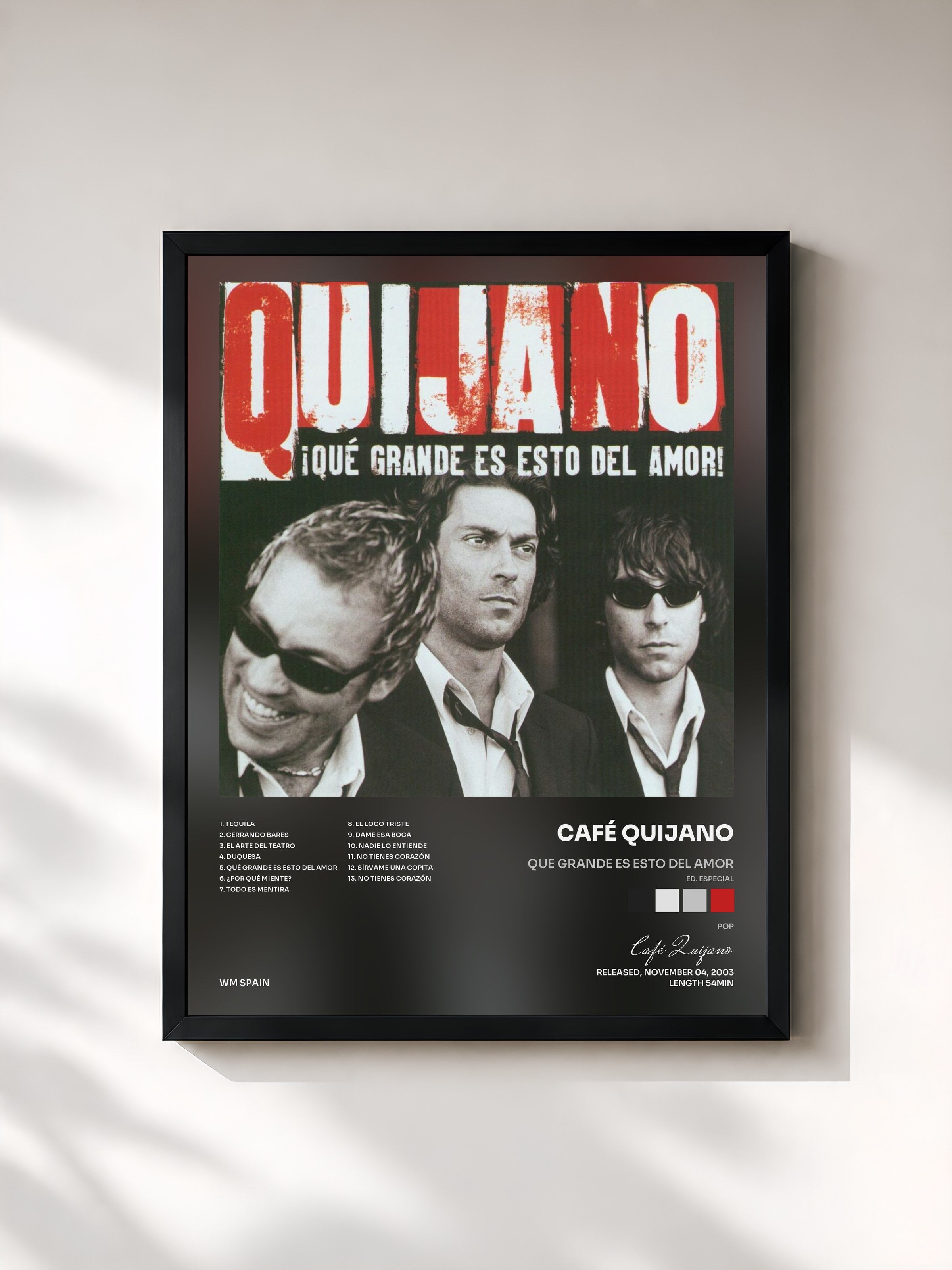 #noir Tableau de l'album Que grande es esto del amor (Ed. Especial) de Café Quijano, cadre noir, imprimé et encadré en France