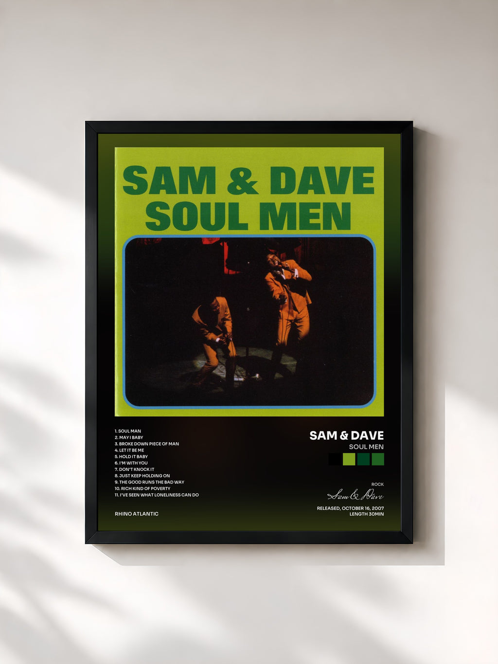 #noir Tableau de l'album Soul Men de Sam & Dave, cadre noir, imprimé et encadré en France
