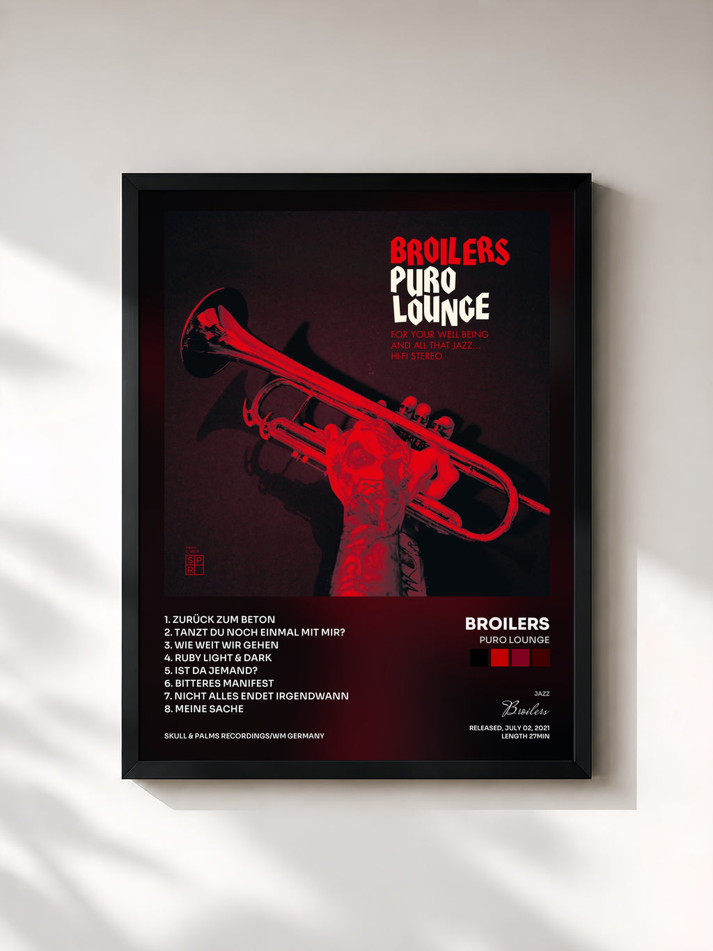 #noir Tableau de l'album Puro Lounge de Broilers, cadre noir, imprimé et encadré en France