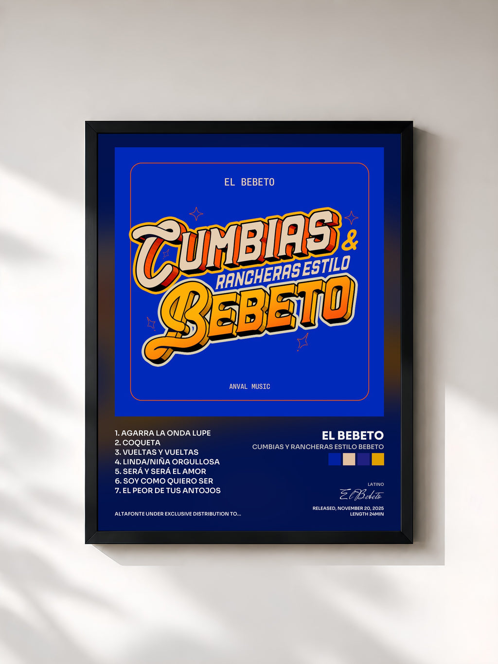#noir Cumbias y Rancheras Estilo Bebeto di El Bebeto in stampa incorniciata, cornice nera, stampata e incorniciata in Francia