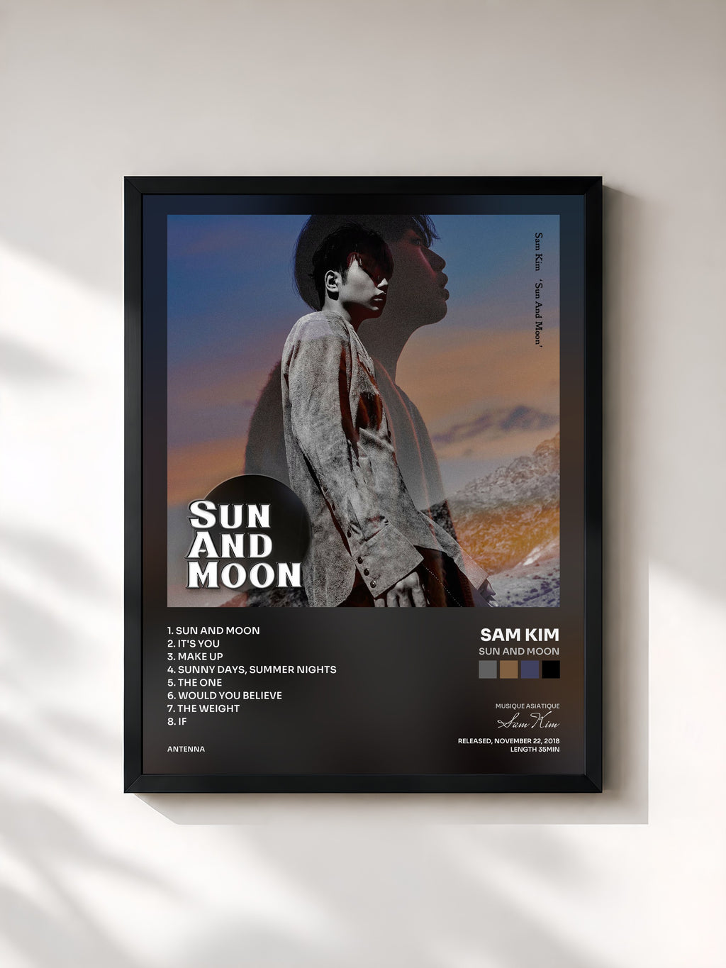 #noir Tableau de l'album Sun And Moon de Sam Kim, cadre noir, imprimé et encadré en France