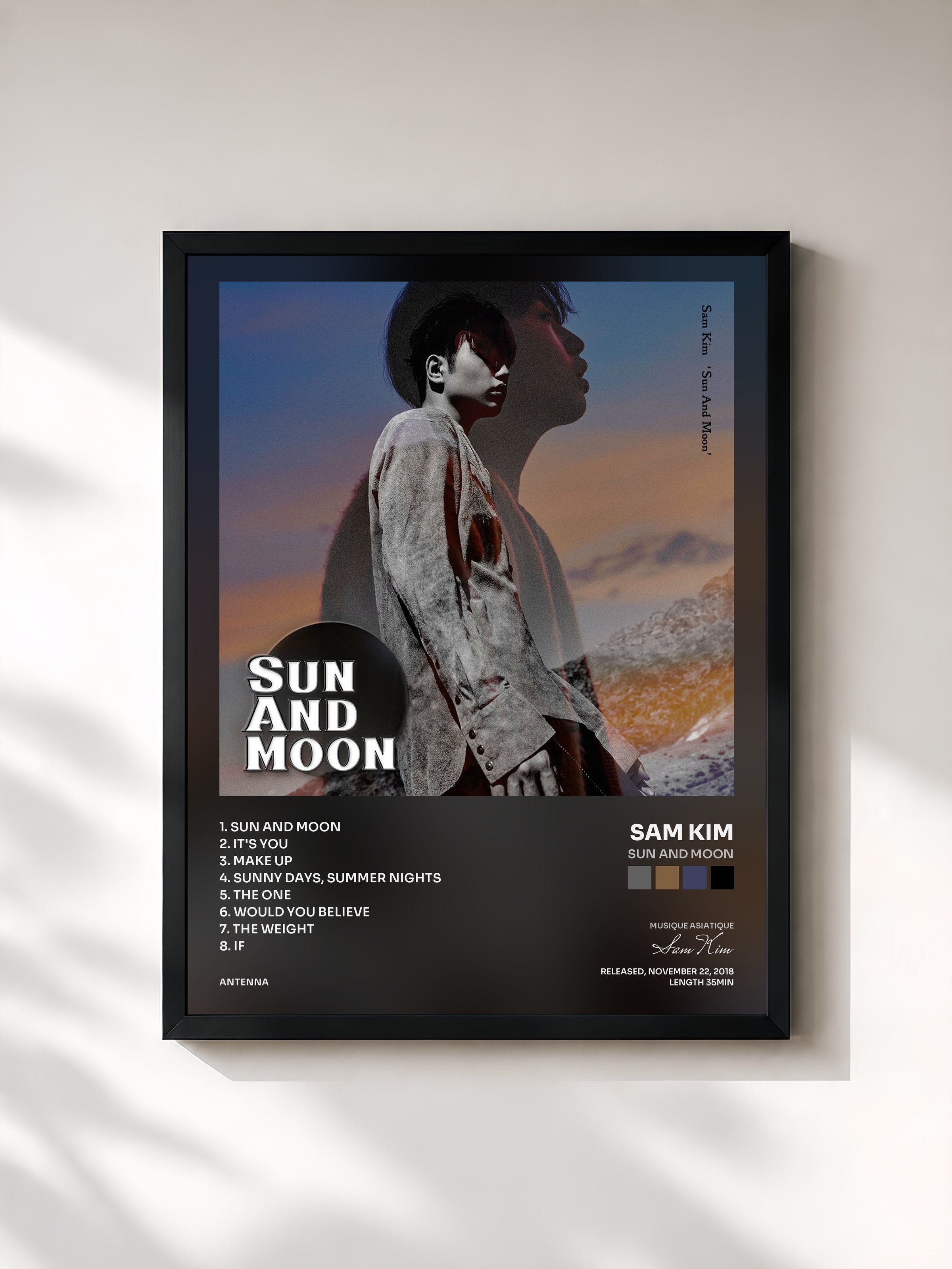 #noir Tableau de l'album Sun And Moon de Sam Kim, cadre noir, imprimé et encadré en France