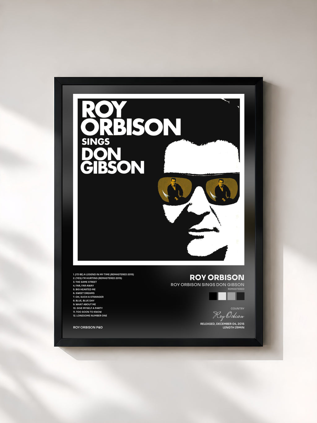 #noir Tableau de l'album Roy Orbison Sings Don Gibson (Remastered) de Roy Orbison, cadre noir, imprimé et encadré en France