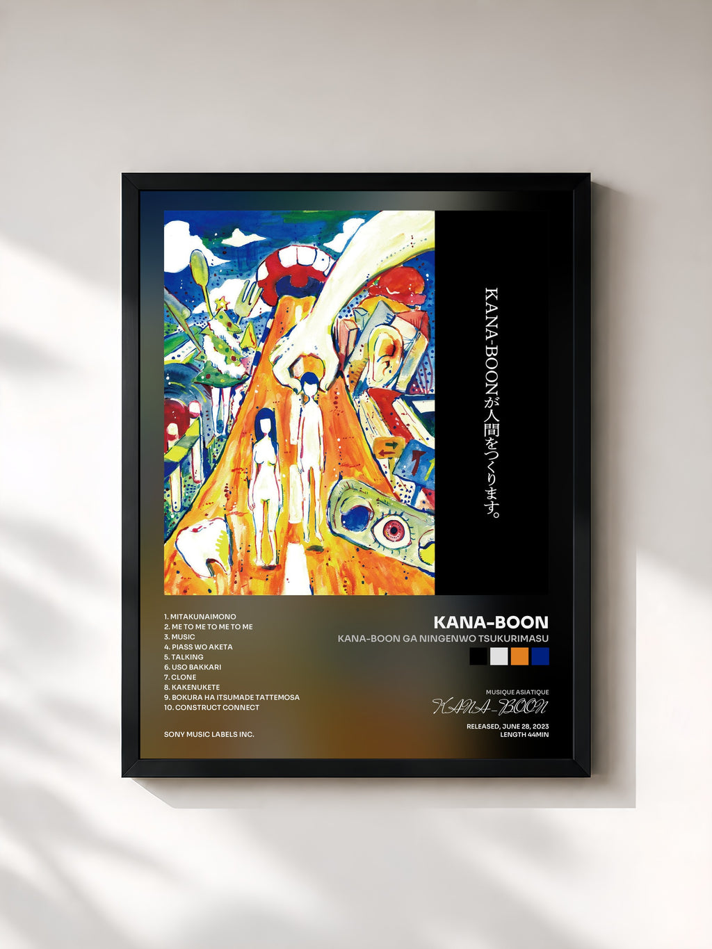 #noir Tableau de l'album KANA-BOON GA NINGENWO TSUKURIMASU de KANA-BOON, cadre noir, imprimé et encadré en France