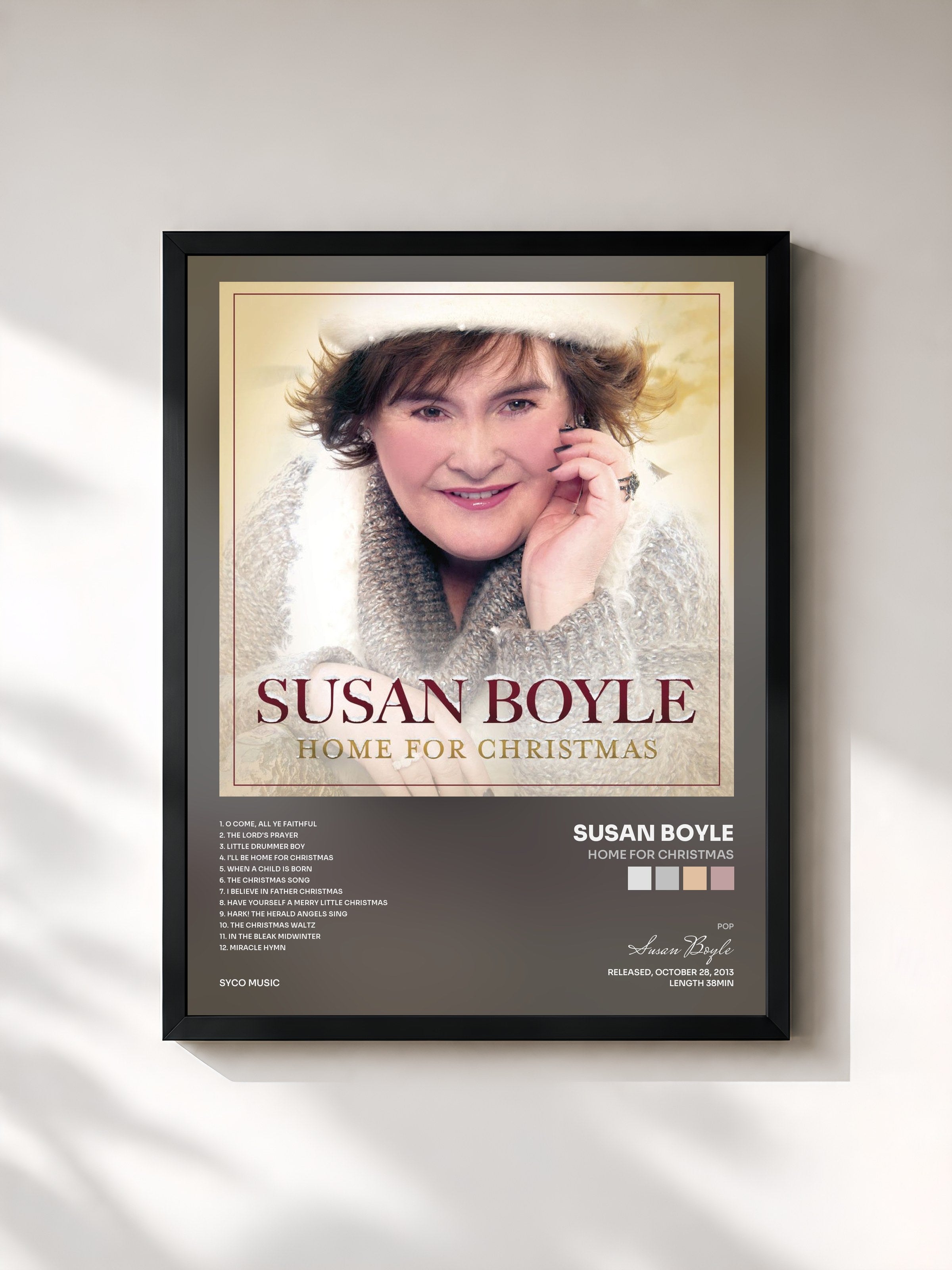#noir Tableau de l'album Home for Christmas de Susan Boyle, cadre noir, imprimé et encadré en France
