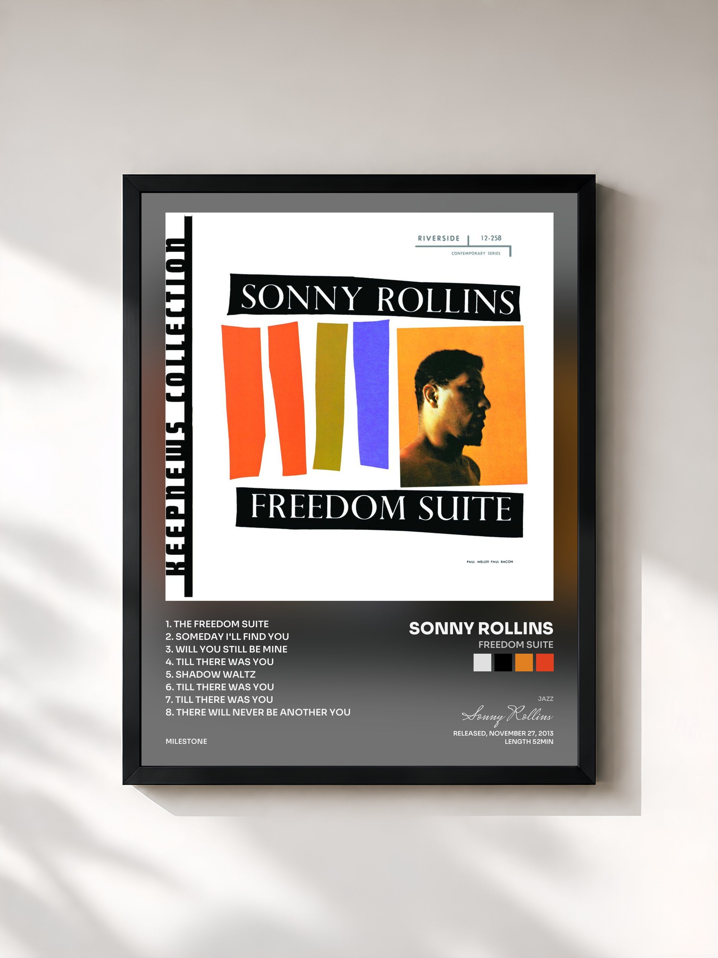 #noir Tableau de l'album Freedom Suite de Sonny Rollins, cadre noir, imprimé et encadré en France