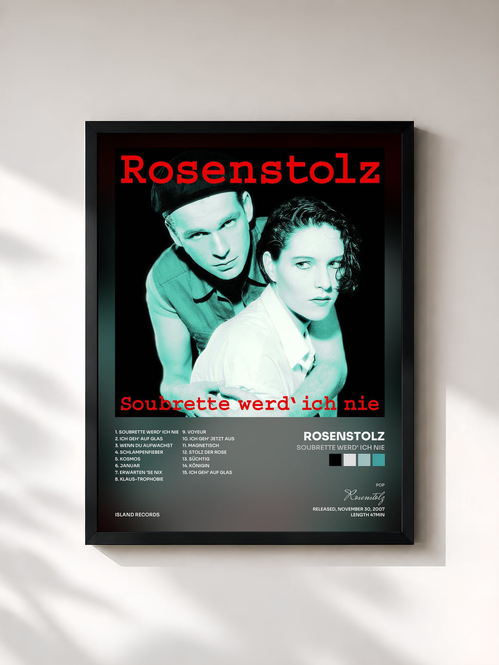 #noir Tableau de l'album Soubrette werd' ich nie de Rosenstolz, cadre noir, imprimé et encadré en France