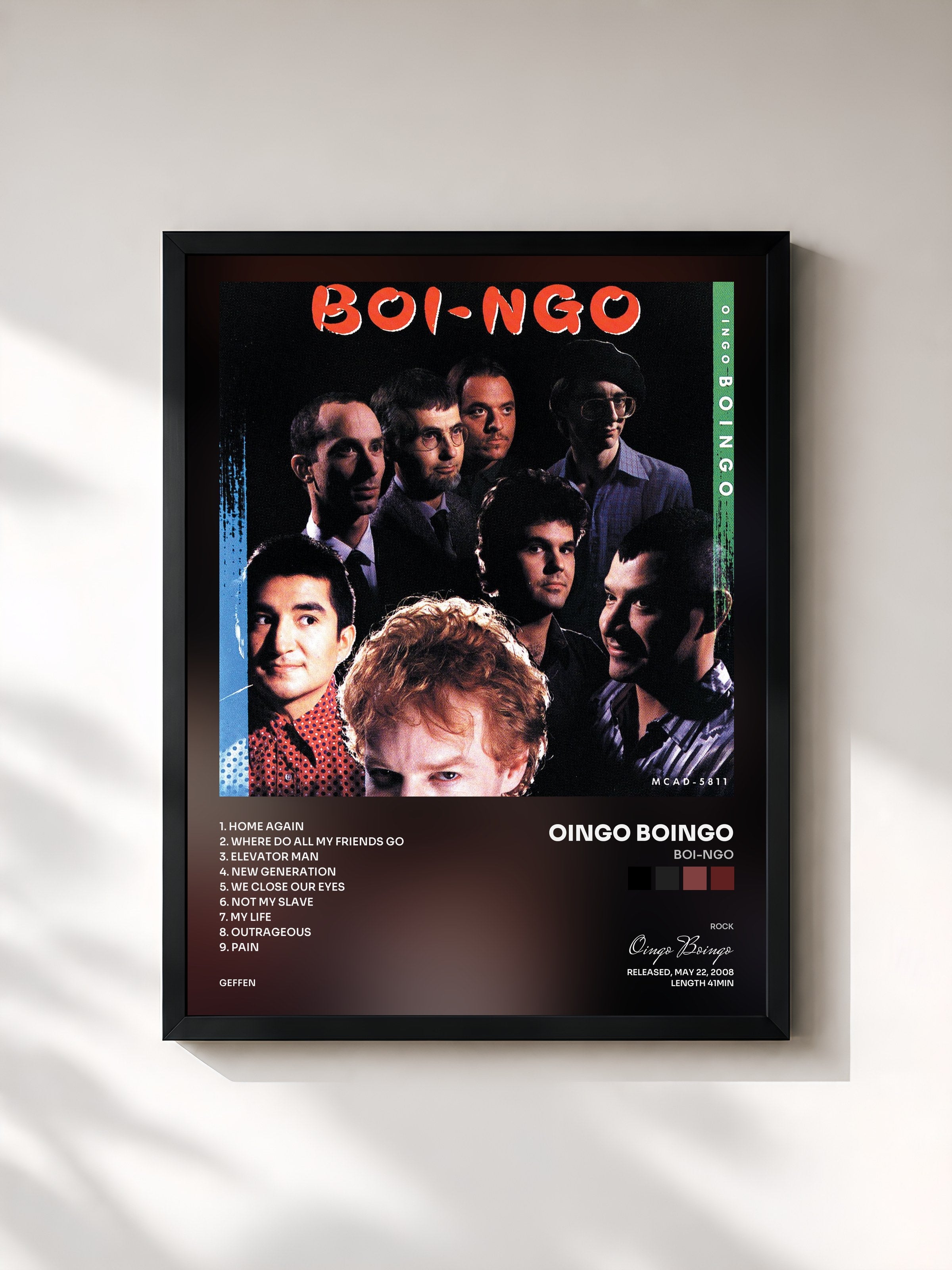 #noir Tableau de l'album Boi-Ngo de Oingo Boingo, cadre noir, imprimé et encadré en France