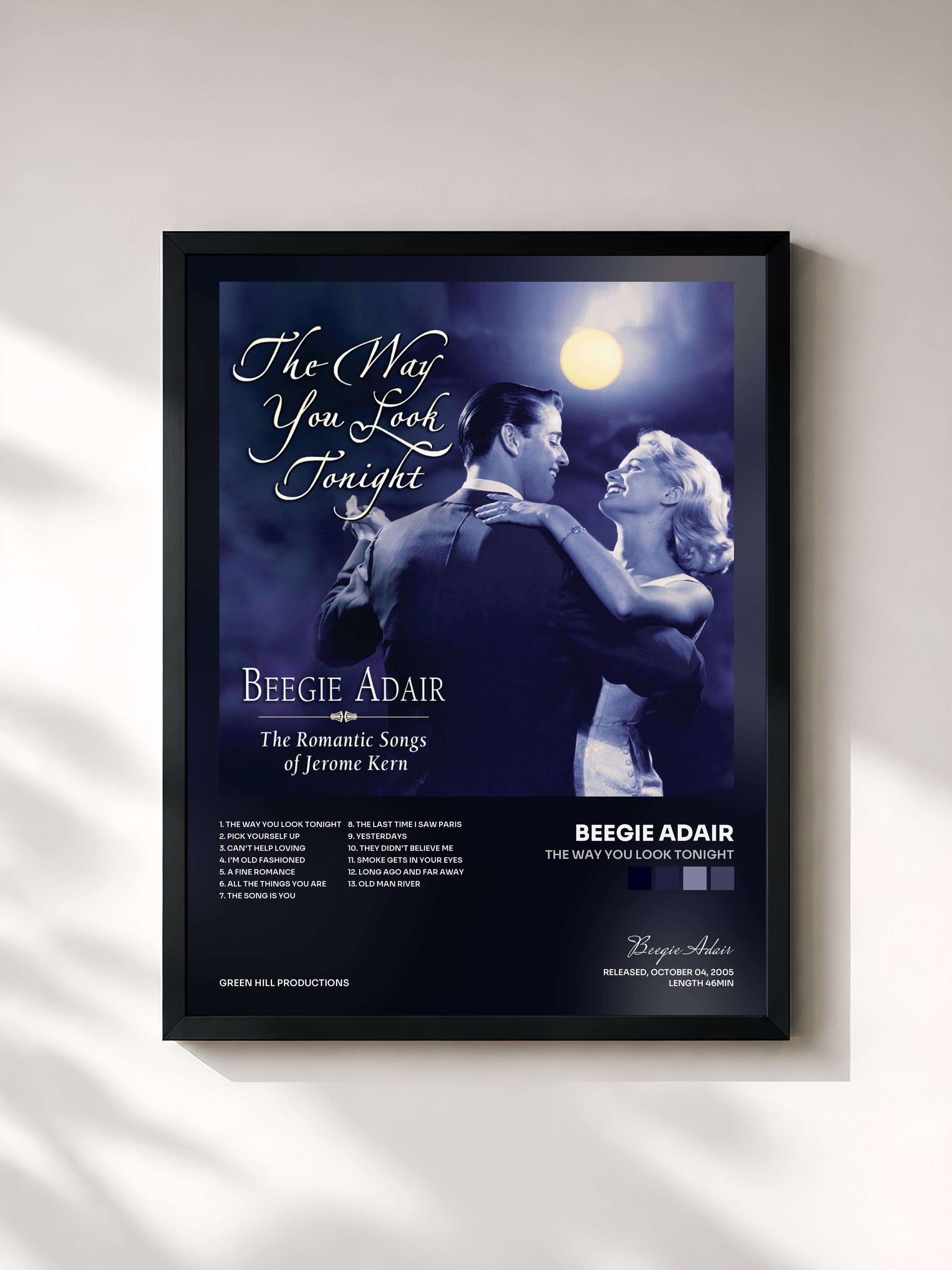 #noir Tableau de l'album The Way You Look Tonight de Beegie Adair, cadre noir, imprimé et encadré en France