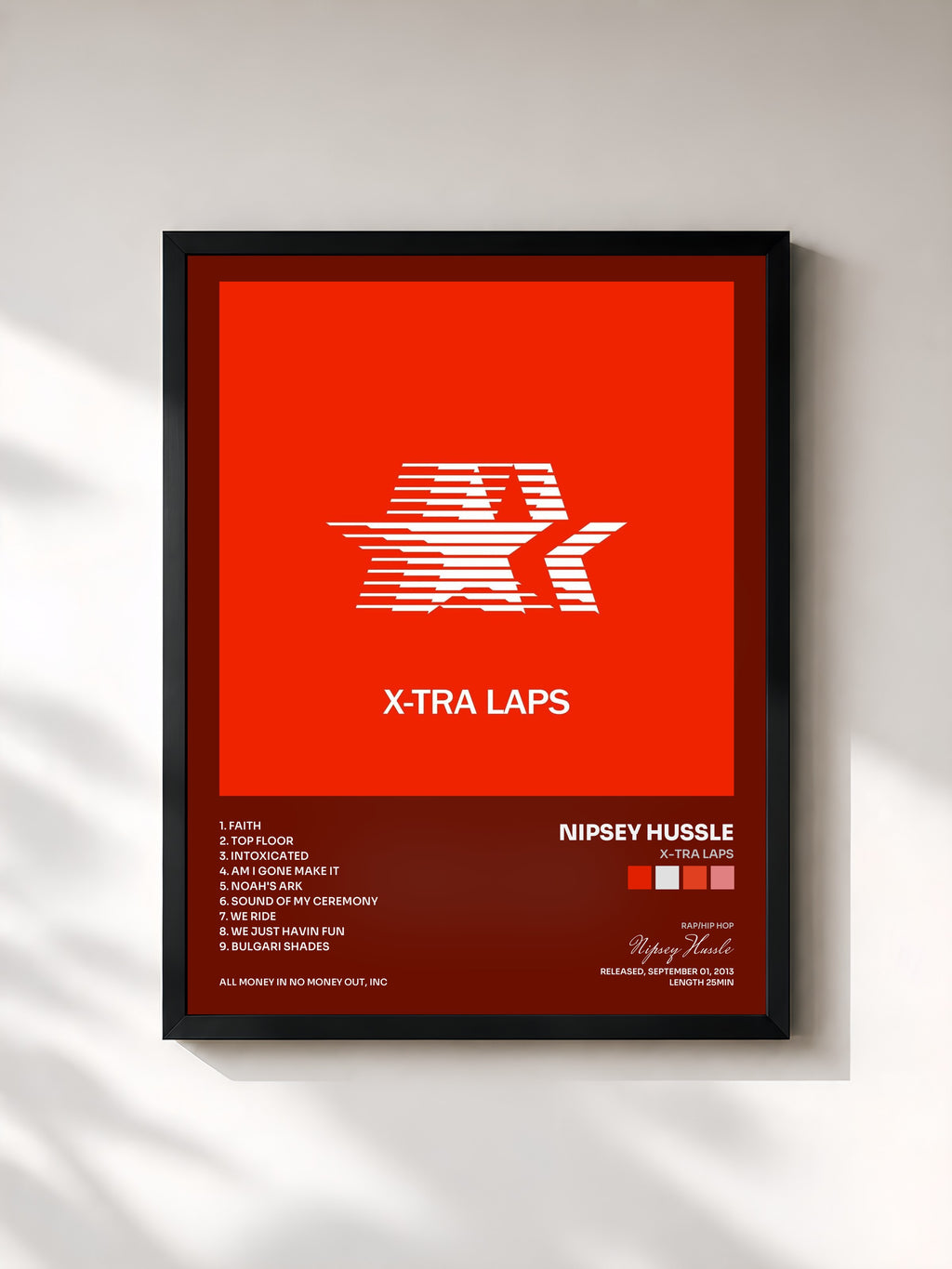 #noir Tableau de l'album X-Tra Laps de Nipsey Hussle, cadre noir, imprimé et encadré en France
