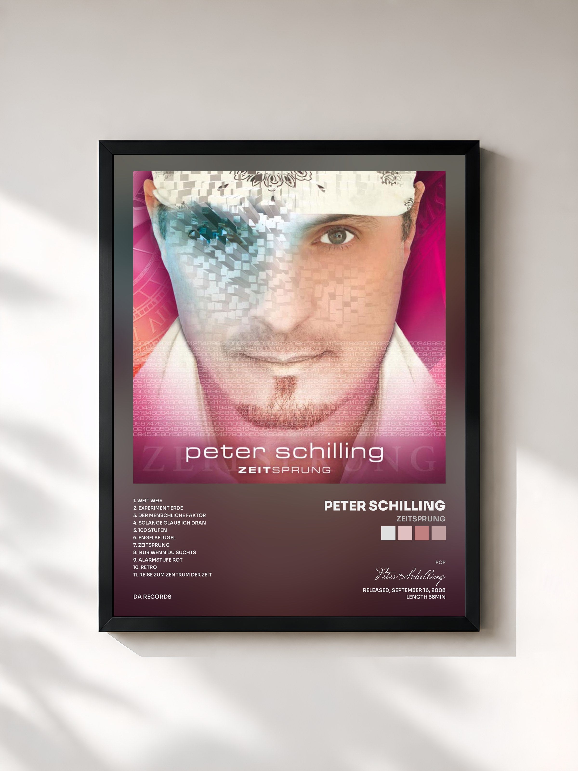 #noir Tableau de l'album Zeitsprung de Peter Schilling, cadre noir, imprimé et encadré en France
