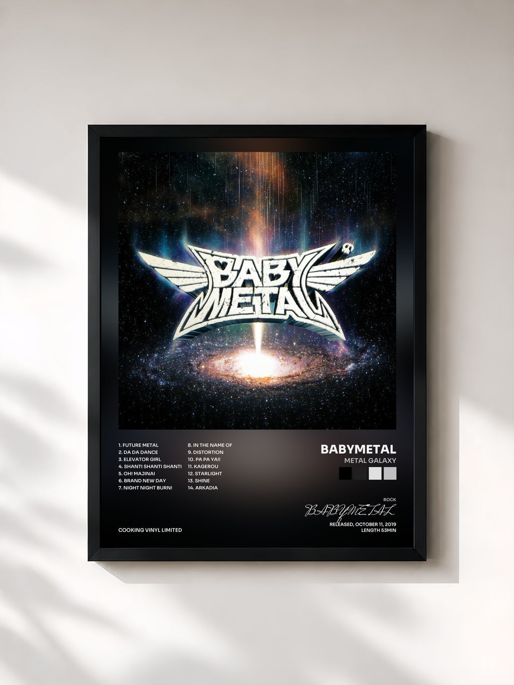 #noir Tableau de l'album METAL GALAXY de BABYMETAL, cadre noir, imprimé et encadré en France