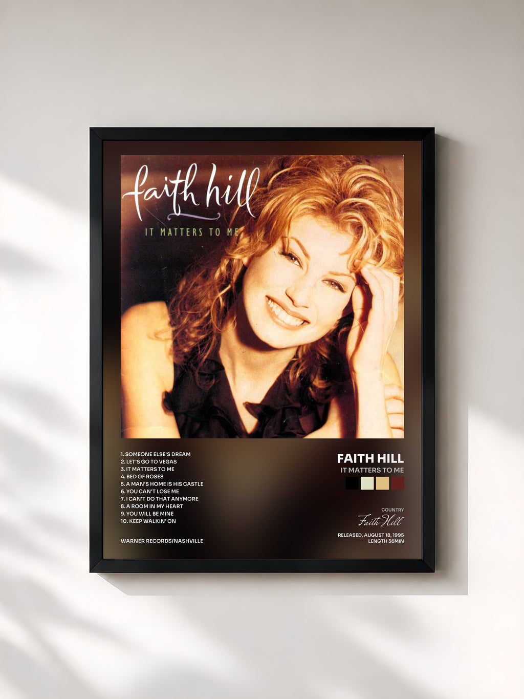 #noir Tableau de l'album It Matters to Me de Faith Hill, cadre noir, imprimé et encadré en France