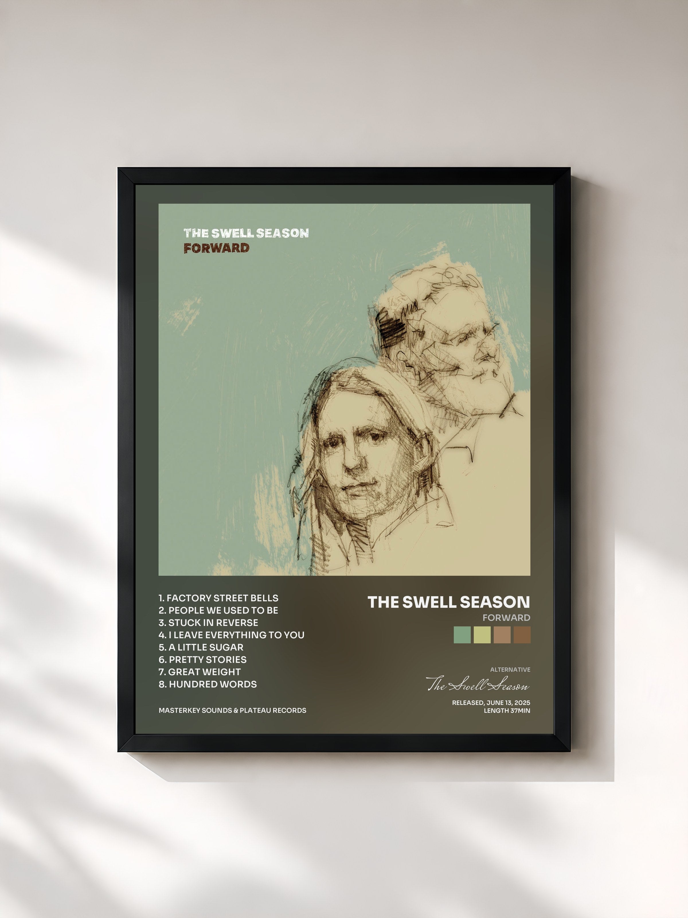 #noir Tableau de l'album Forward de The Swell Season, cadre noir, imprimé et encadré en France