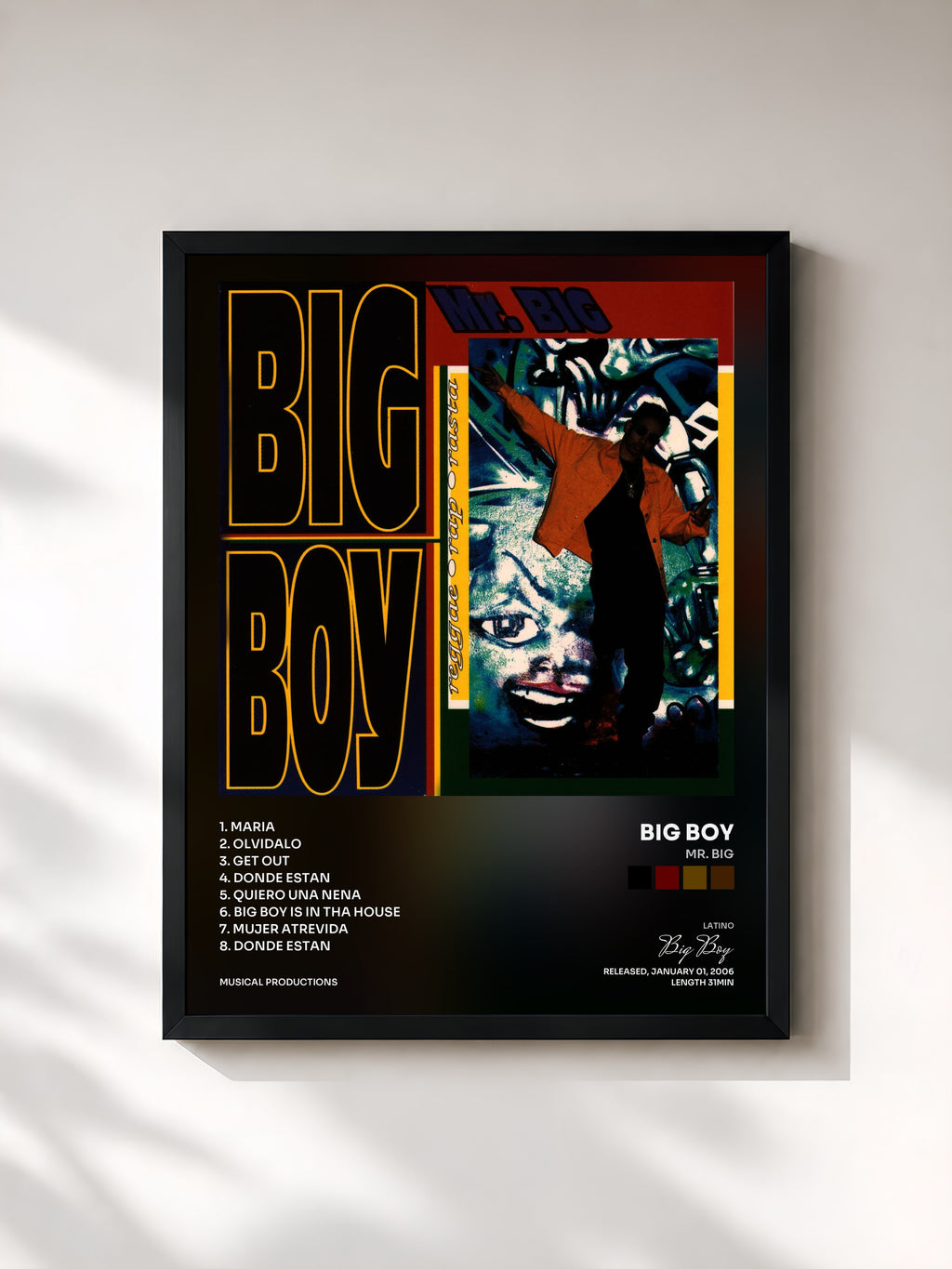 #noir Tableau de l'album Mr. Big de Big Boy, cadre noir, imprimé et encadré en France