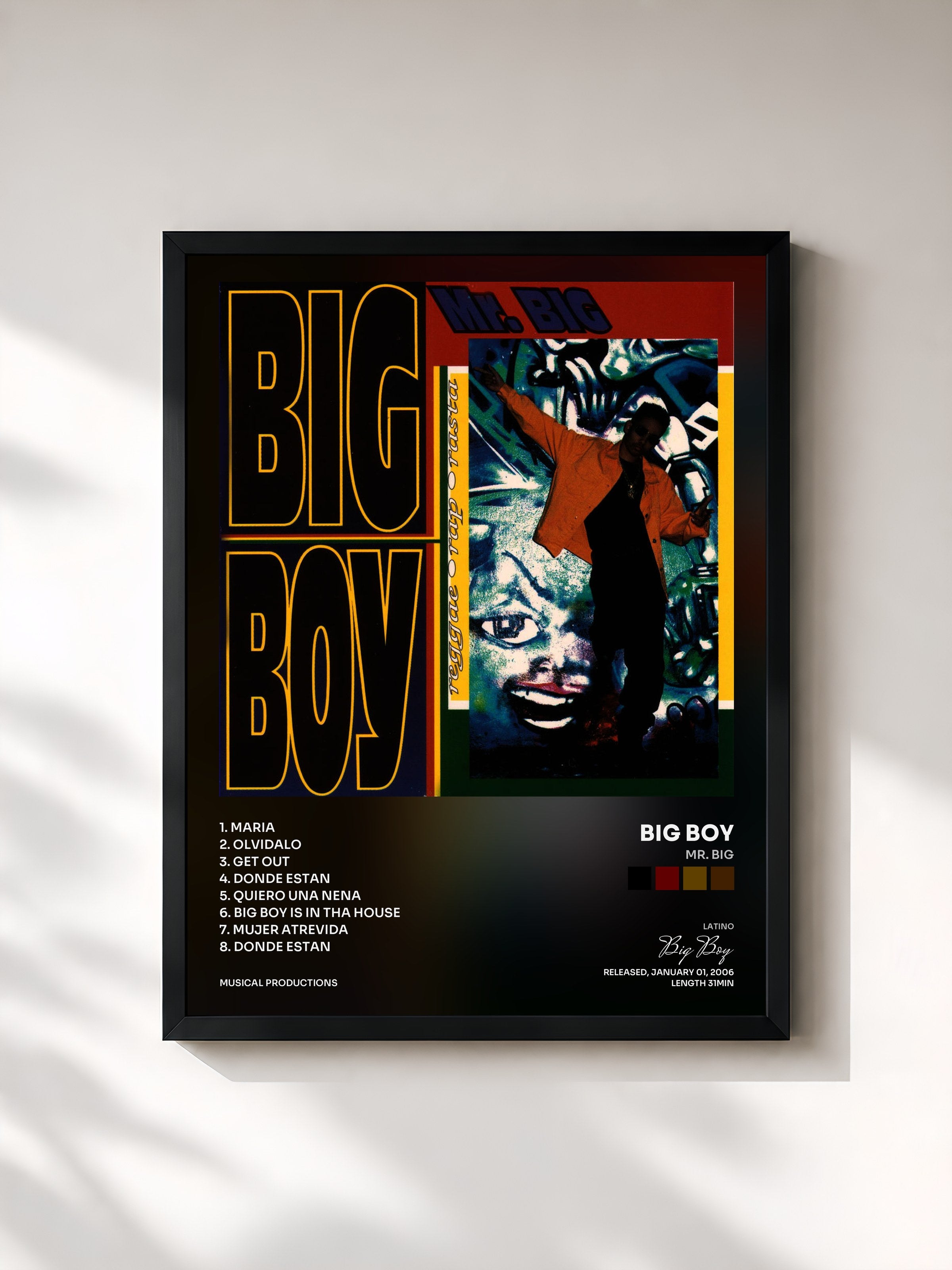 #noir Tableau de l'album Mr. Big de Big Boy, cadre noir, imprimé et encadré en France