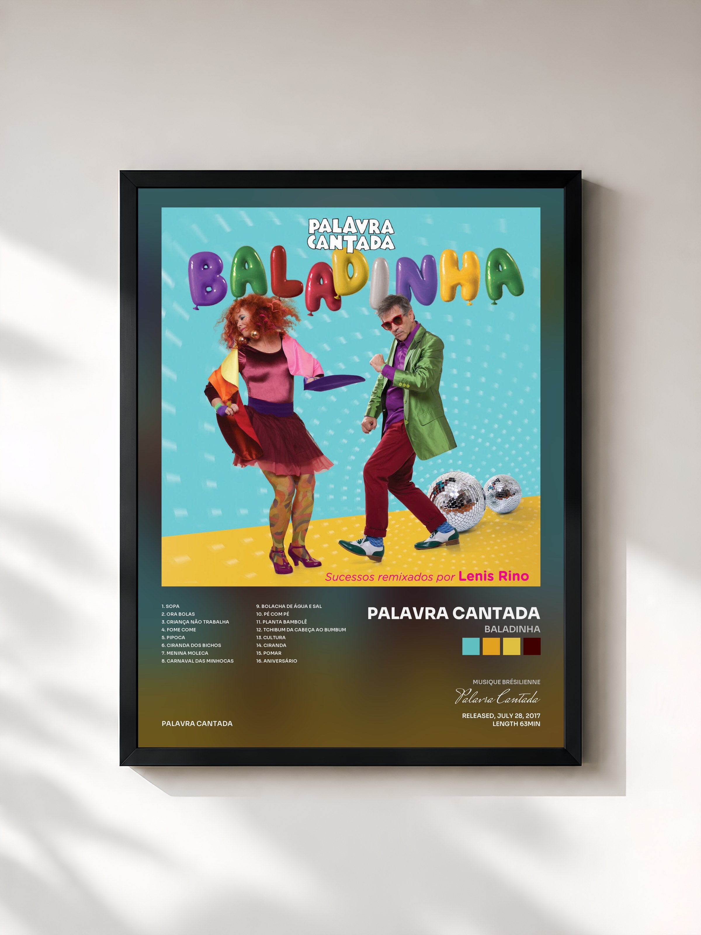 #noir Tableau de l'album Baladinha de Palavra Cantada, cadre noir, imprimé et encadré en France