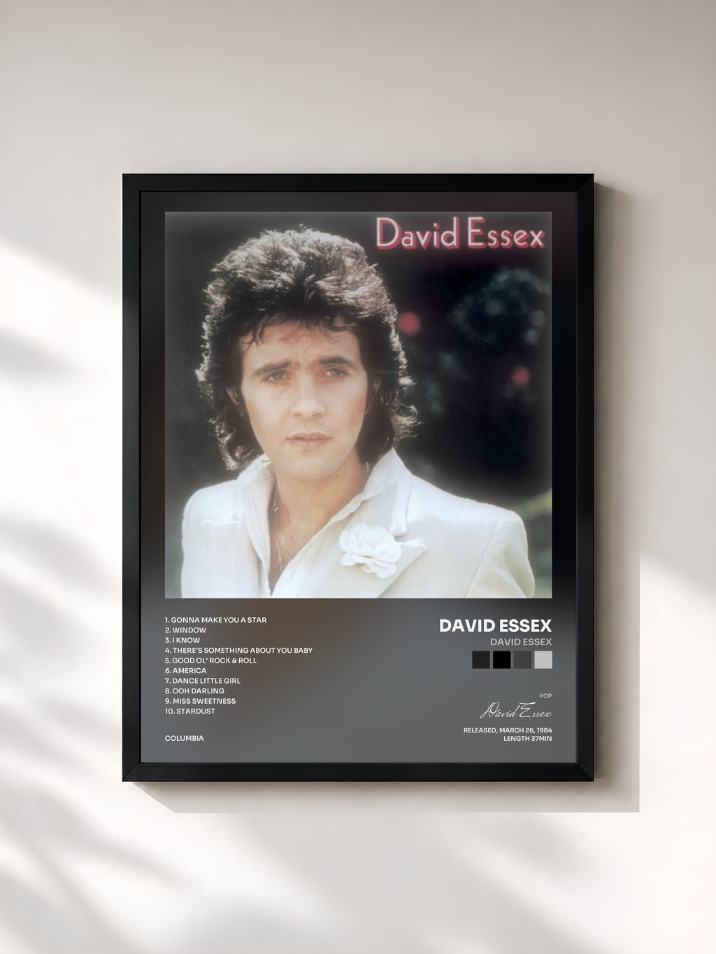 #noir Tableau de l'album David Essex de David Essex, cadre noir, imprimé et encadré en France