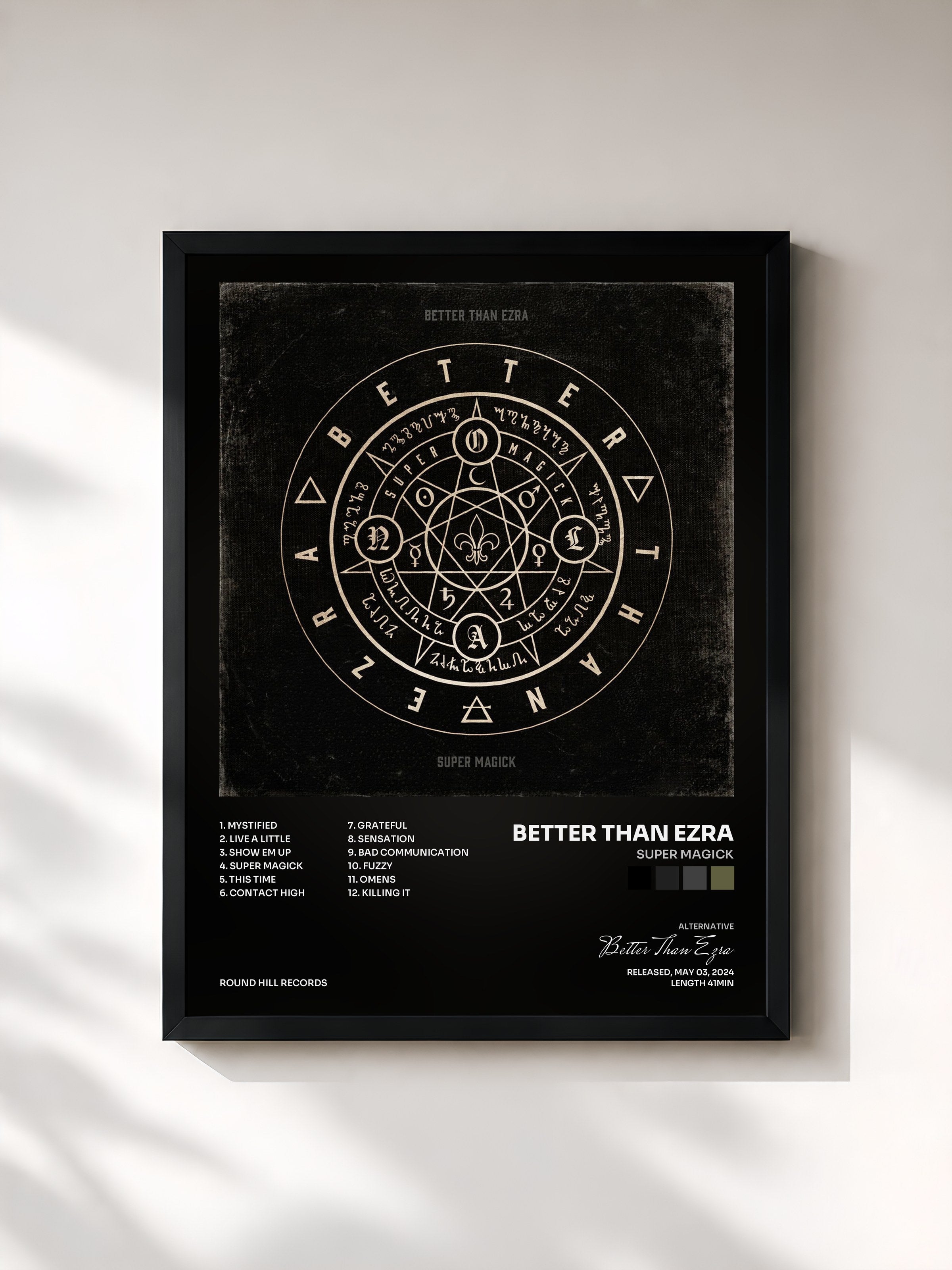 #noir Tableau de l'album Super Magick de Better Than Ezra, cadre noir, imprimé et encadré en France