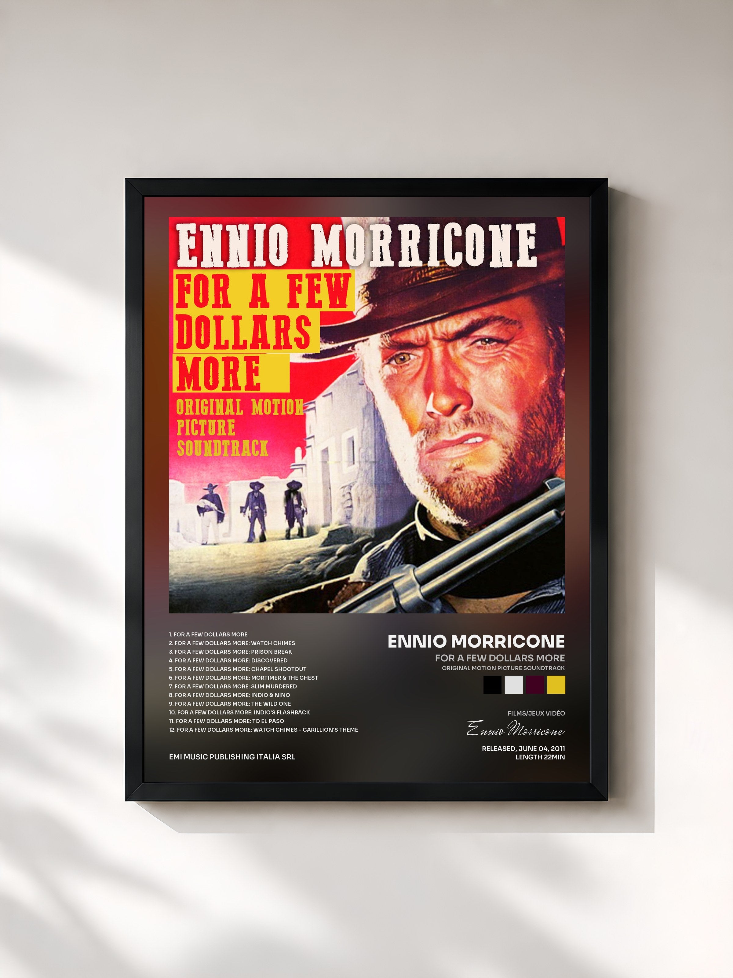 #noir Tableau de l'album For a Few Dollars More (Original Motion Picture Soundtrack) - Remastered de Ennio Morricone, cadre noir, imprimé et encadré en France