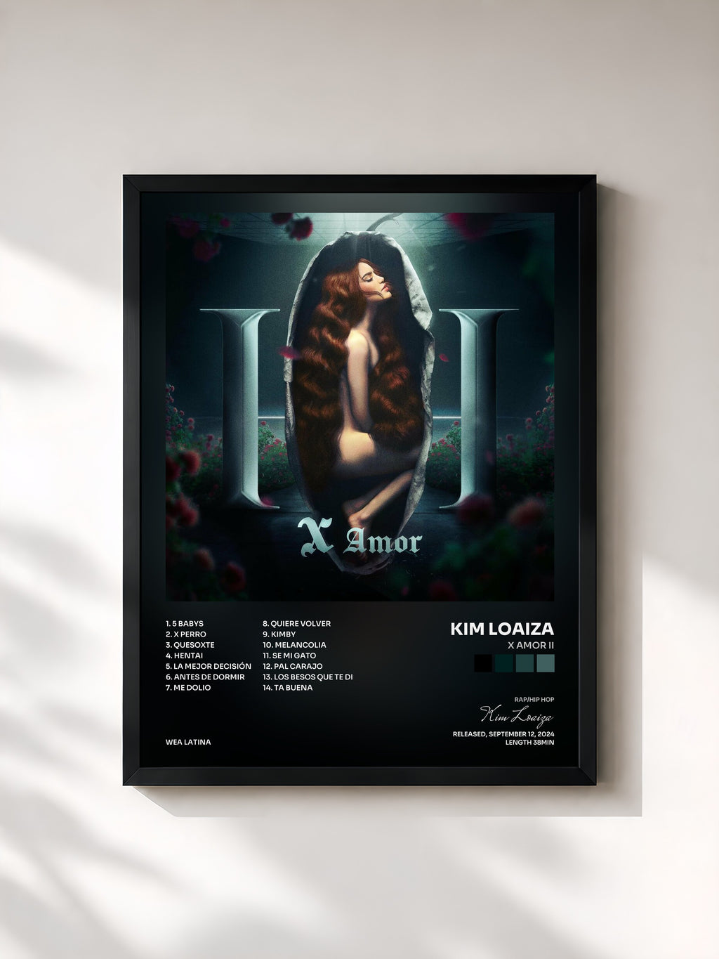 #noir Tableau de l'album X Amor II de Kim Loaiza, cadre noir, imprimé et encadré en France