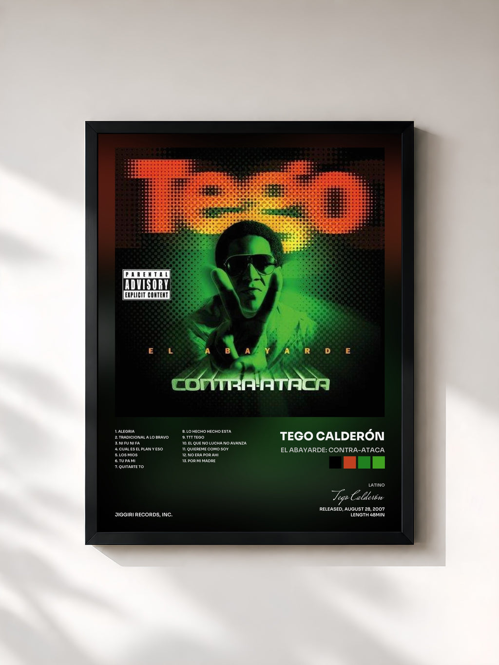 #noir Tableau de l'album El Abayarde: Contra-Ataca de Tego Calderón, cadre noir, imprimé et encadré en France