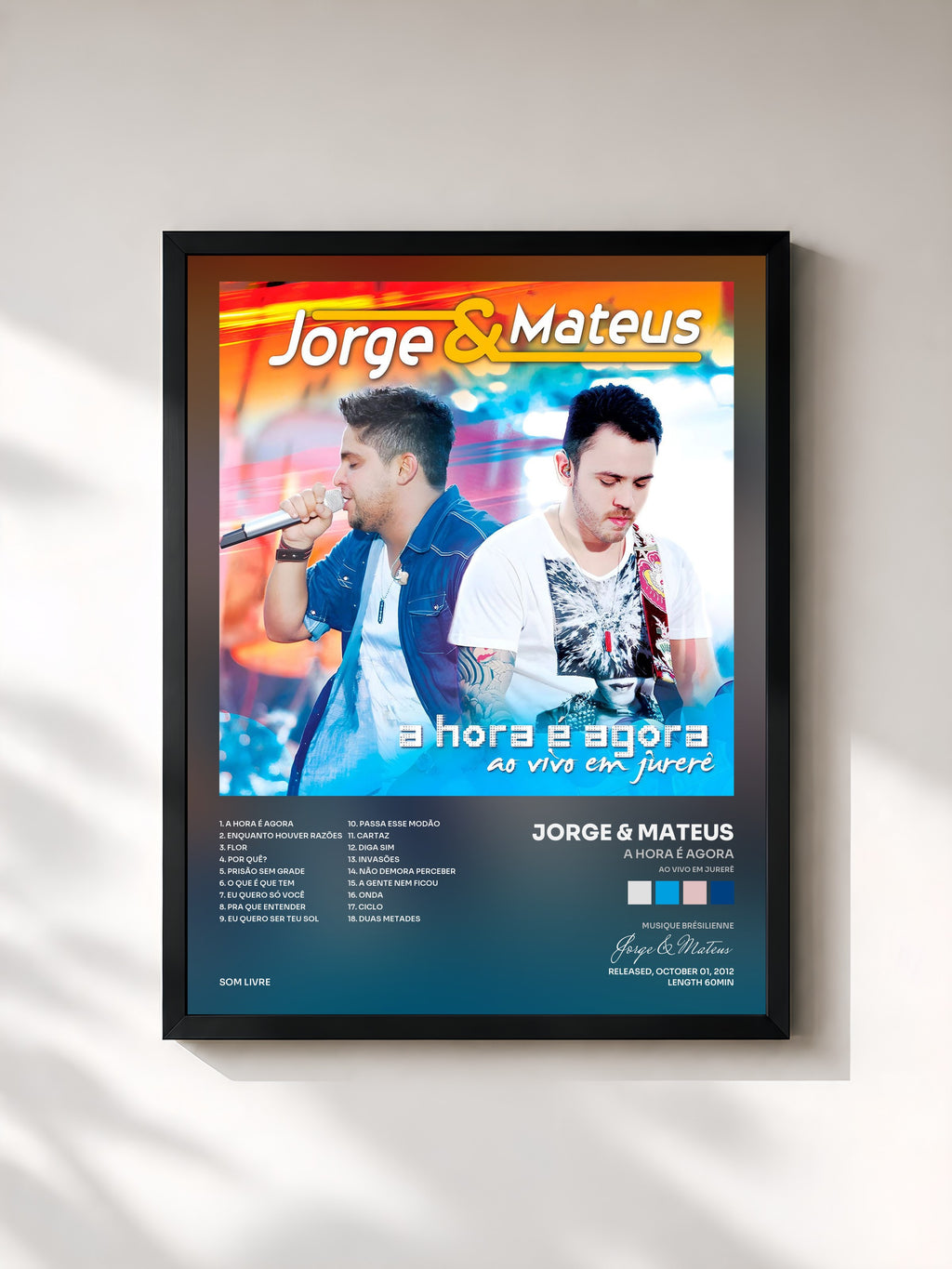 #noir Tableau de l'album A Hora É Agora (Ao Vivo Em Jurerê) de Jorge & Mateus, cadre noir, imprimé et encadré en France