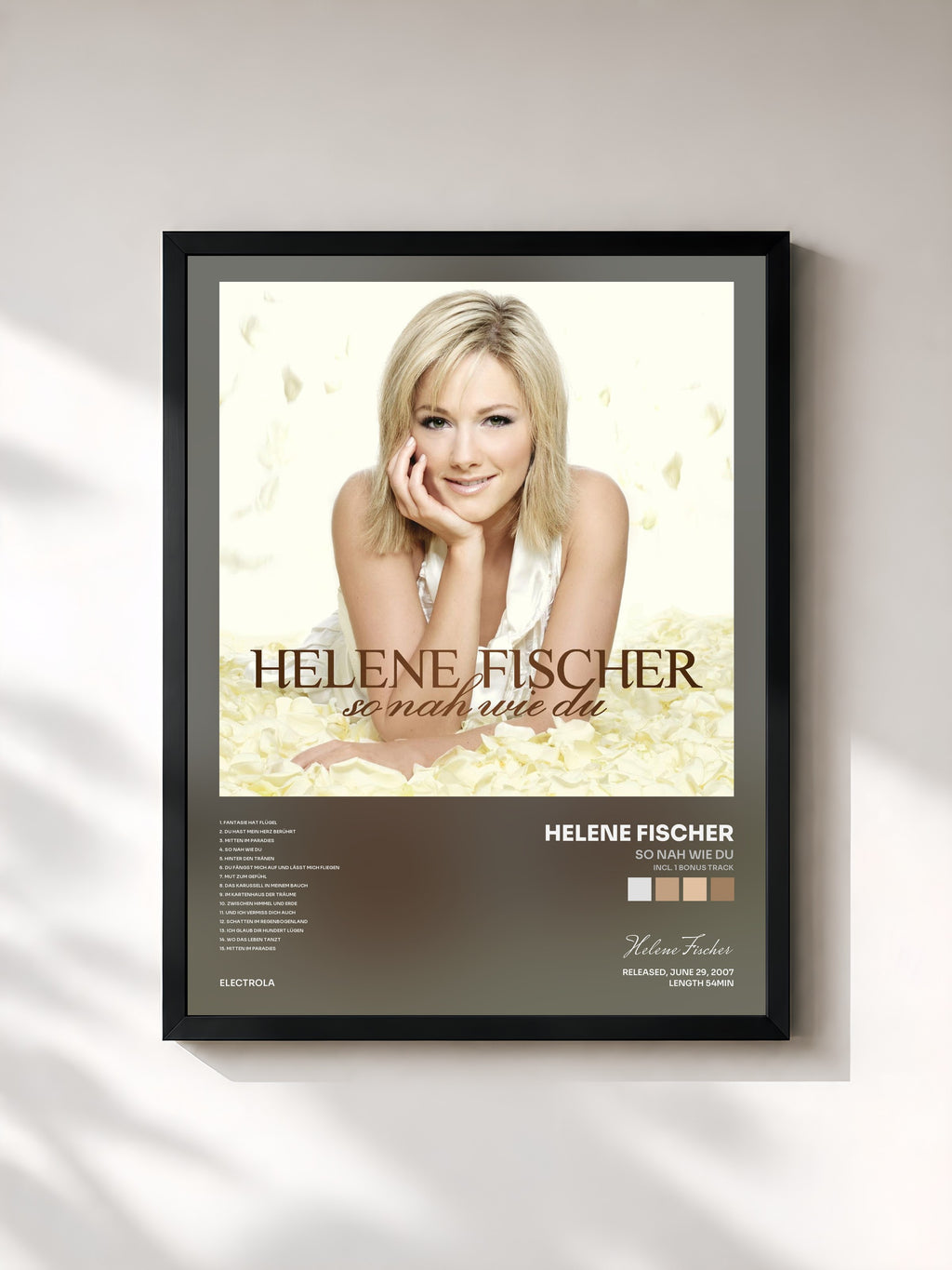 #noir Tableau de l'album So Nah Wie Du (Incl. 1 Bonus Track) de Helene Fischer, cadre noir, imprimé et encadré en France