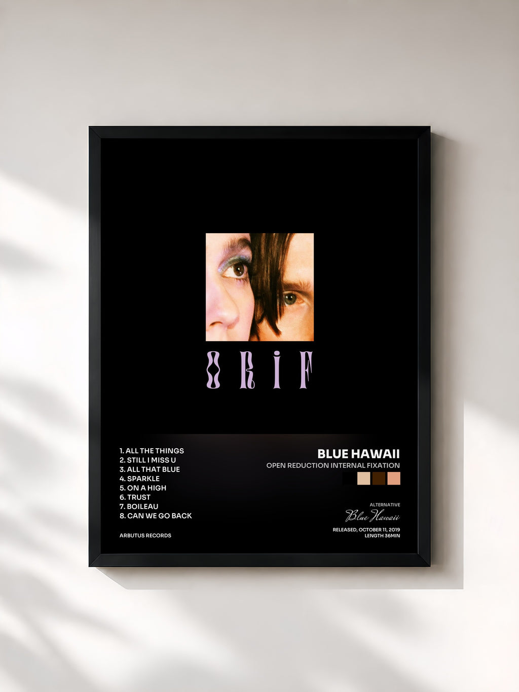 #noir Tableau de l'album Open Reduction Internal Fixation de Blue Hawaii, cadre noir, imprimé et encadré en France
