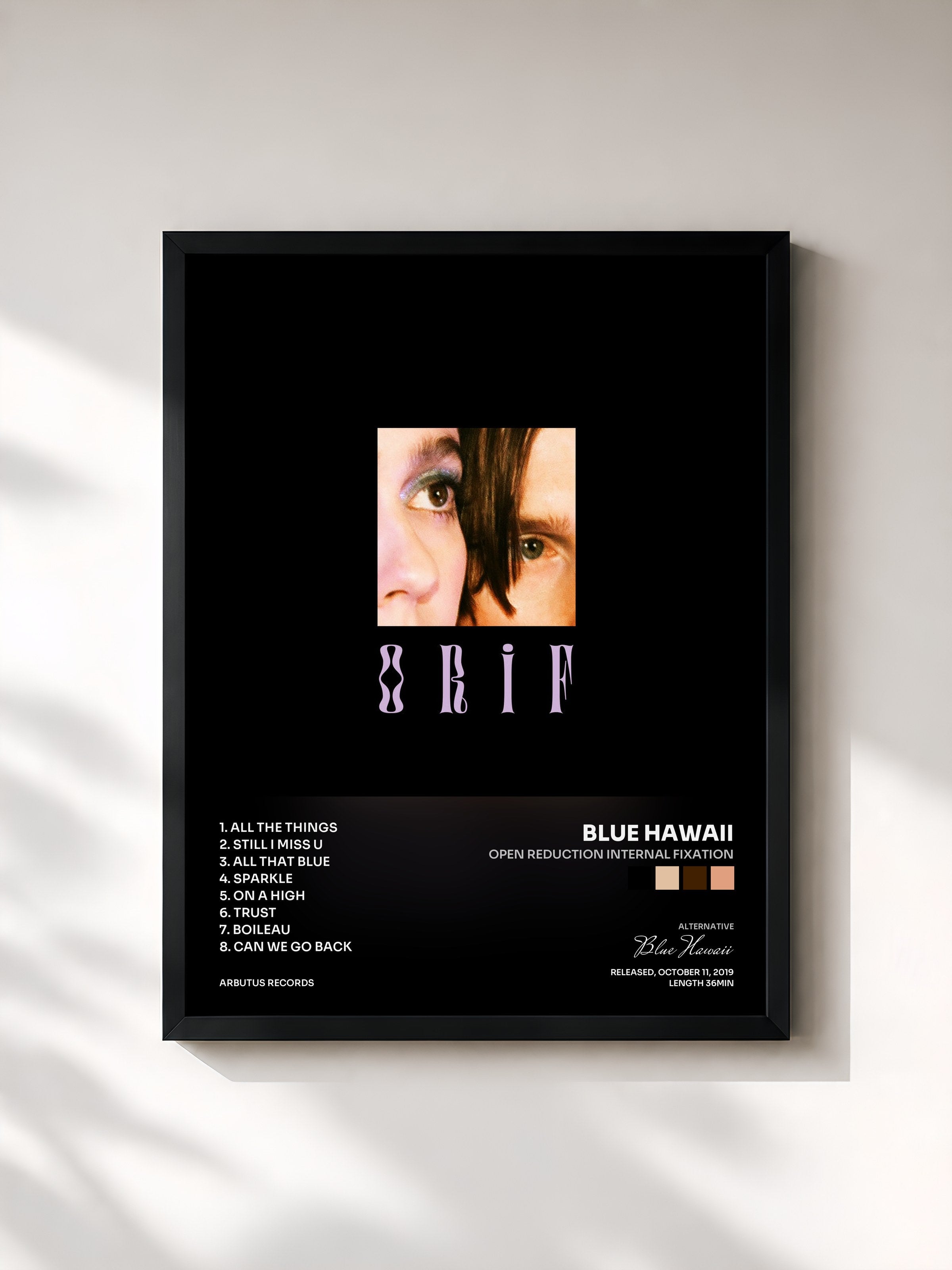 #noir Tableau de l'album Open Reduction Internal Fixation de Blue Hawaii, cadre noir, imprimé et encadré en France