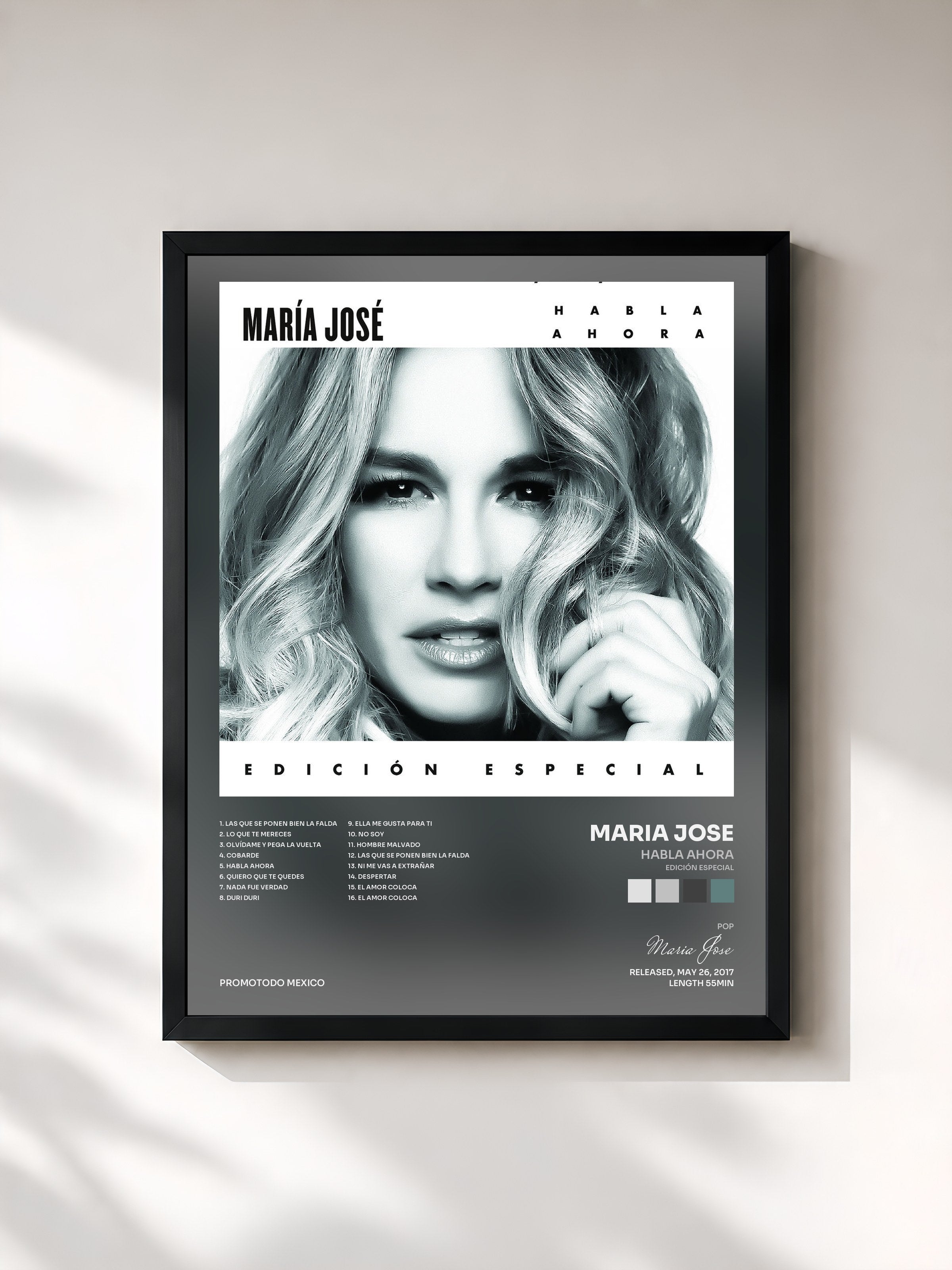 #noir Tableau de l'album Habla Ahora (Edición Especial) de Maria Jose, cadre noir, imprimé et encadré en France