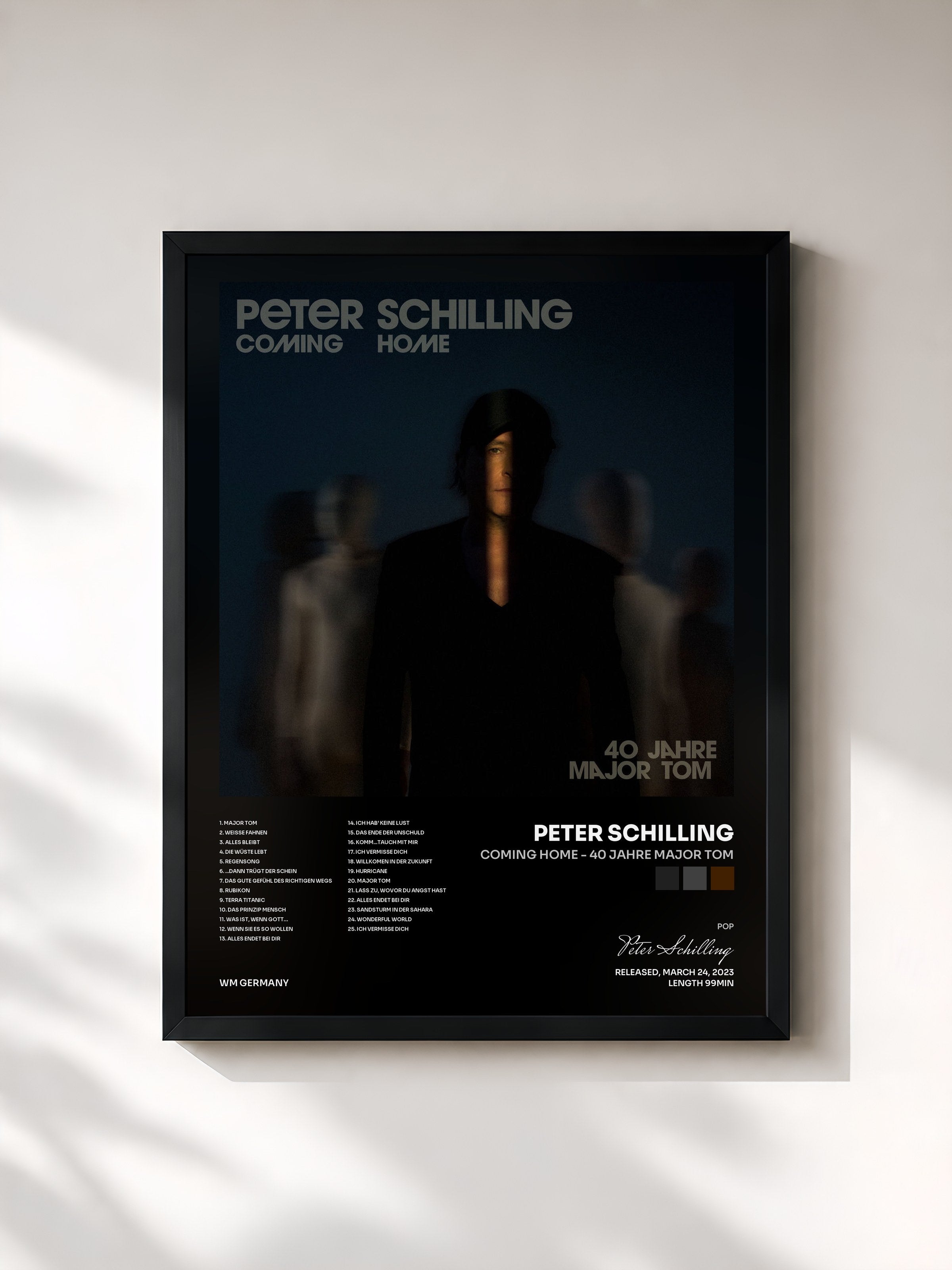 #noir Tableau de l'album Coming Home - 40 Jahre Major Tom de Peter Schilling, cadre noir, imprimé et encadré en France