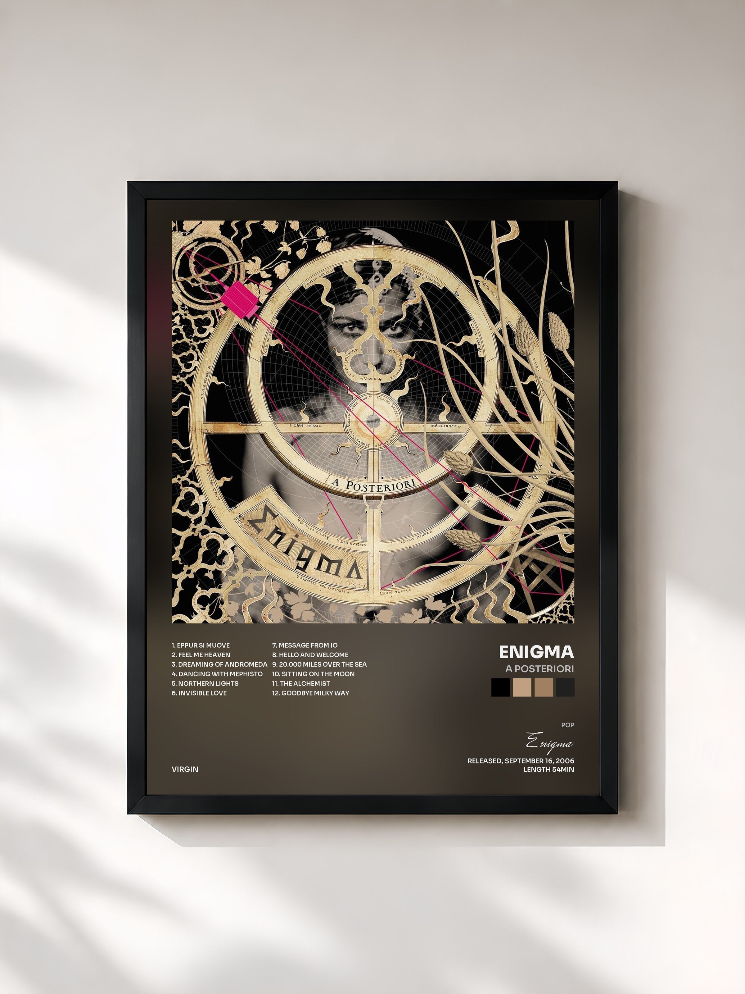 #noir Tableau de l'album A Posteriori de Enigma, cadre noir, imprimé et encadré en France