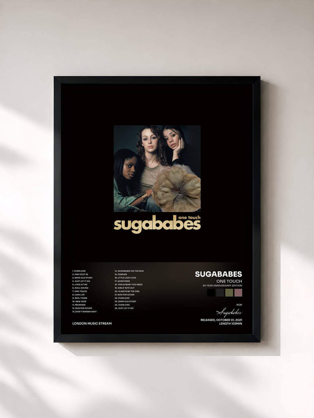 #noir Tableau de l'album One Touch (20 Year Anniversary Edition) de Sugababes, cadre noir, imprimé et encadré en France