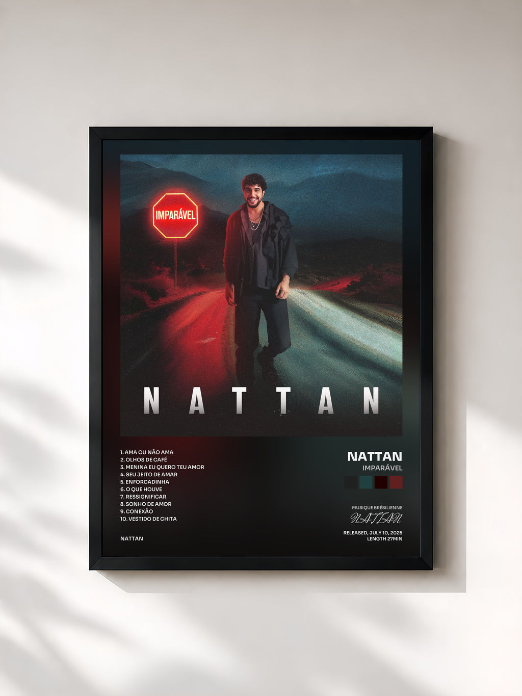 #noir Tableau de l'album Imparável de NATTAN, cadre noir, imprimé et encadré en France
