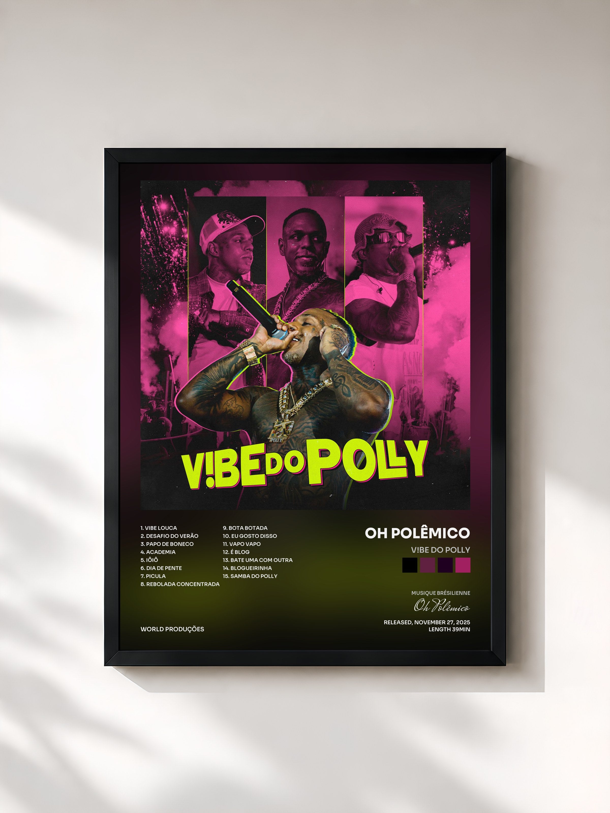 #noir Tableau de l'album V!be Do Polly de Oh Polêmico, cadre noir, imprimé et encadré en France
