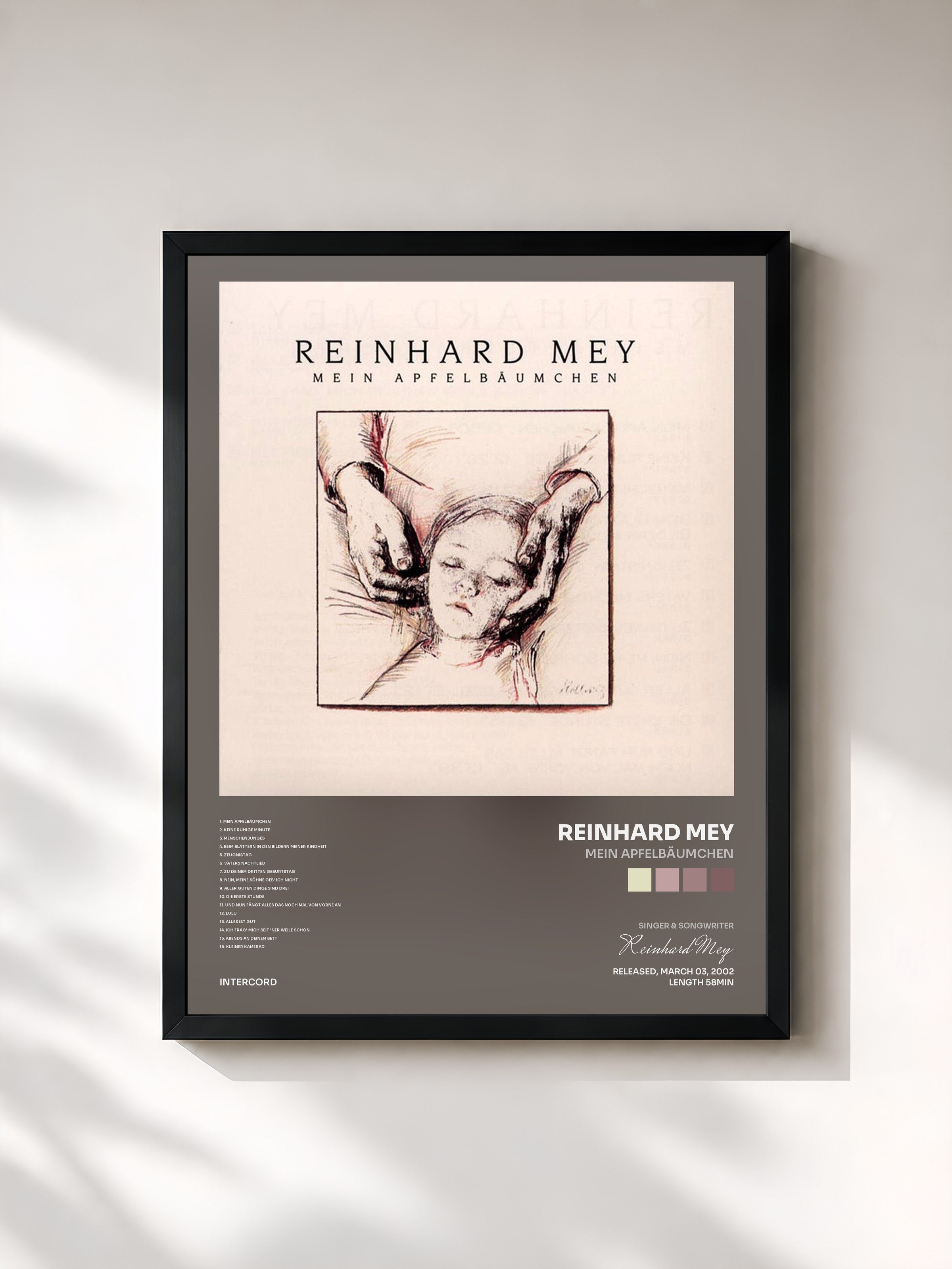 #noir Tableau de l'album Mein Apfelbäumchen de Reinhard Mey, cadre noir, imprimé et encadré en France