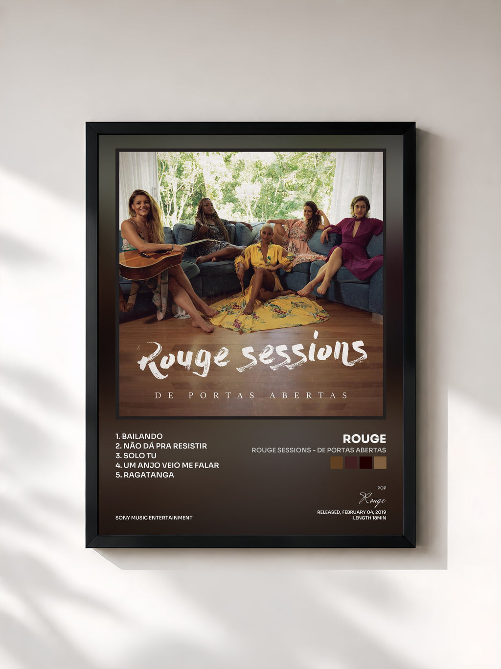 #noir Tableau de l'album Rouge Sessions - De Portas Abertas de Rouge, cadre noir, imprimé et encadré en France