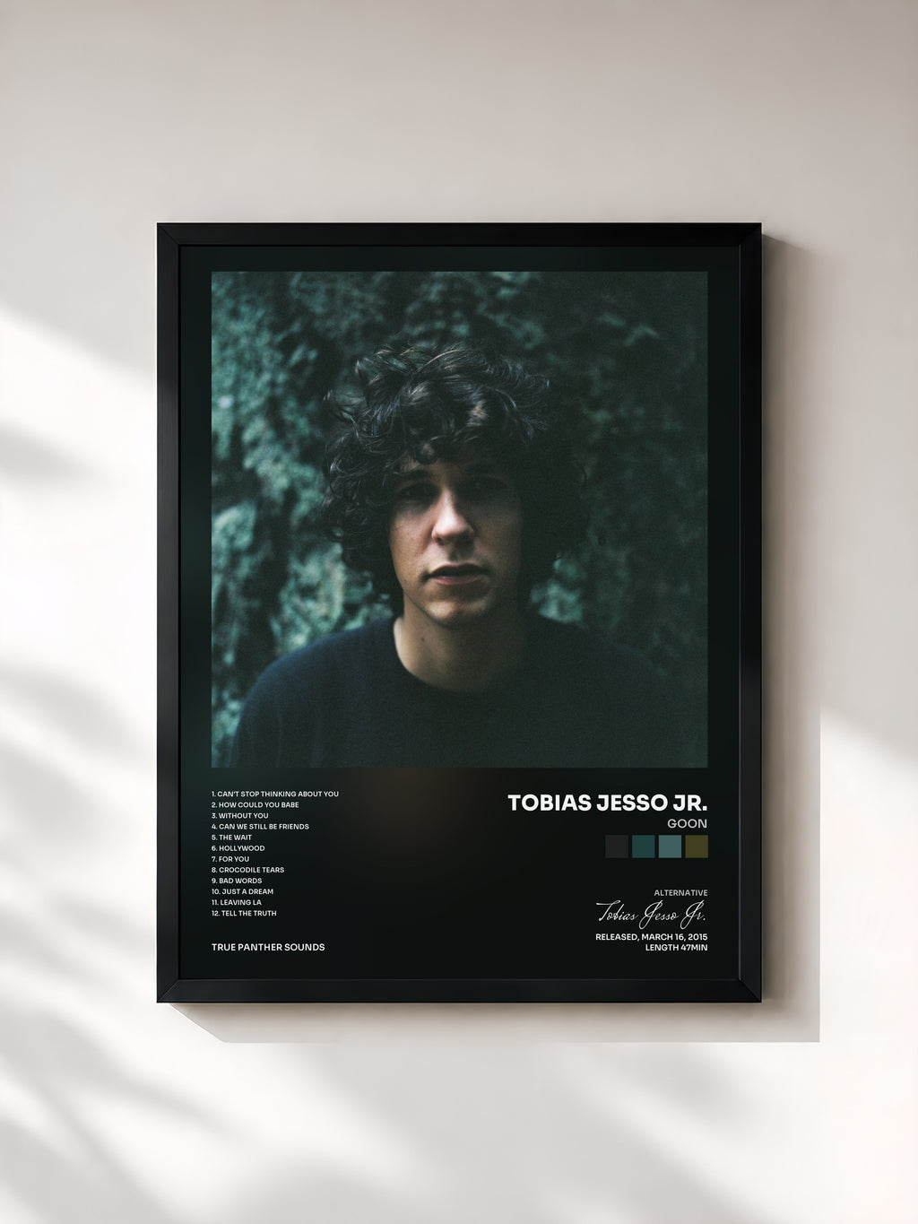 #noir Tableau de l'album Goon de Tobias Jesso Jr., cadre noir, imprimé et encadré en France