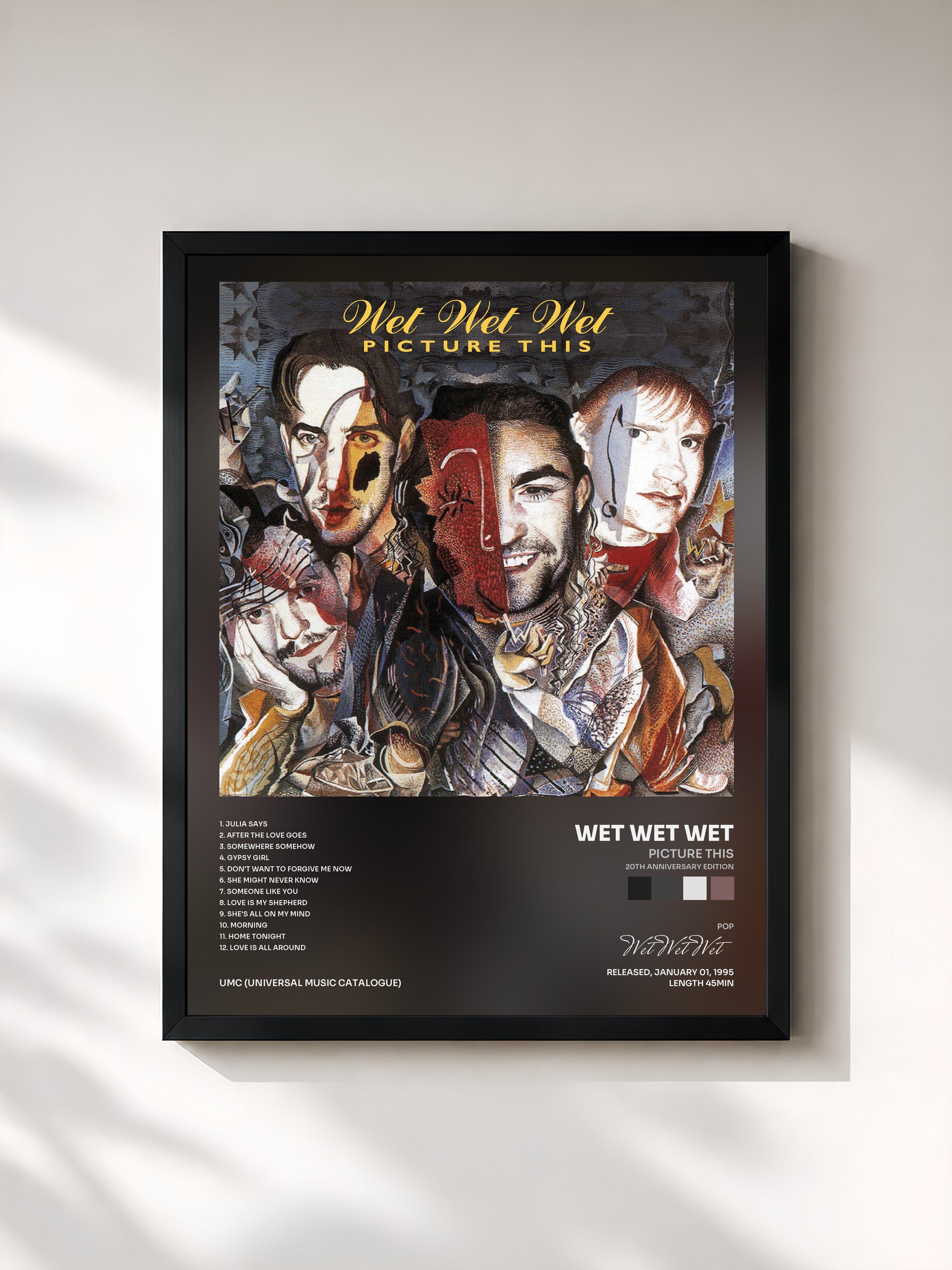 #noir Tableau de l'album Picture This (20th Anniversary Edition) de Wet Wet Wet, cadre noir, imprimé et encadré en France