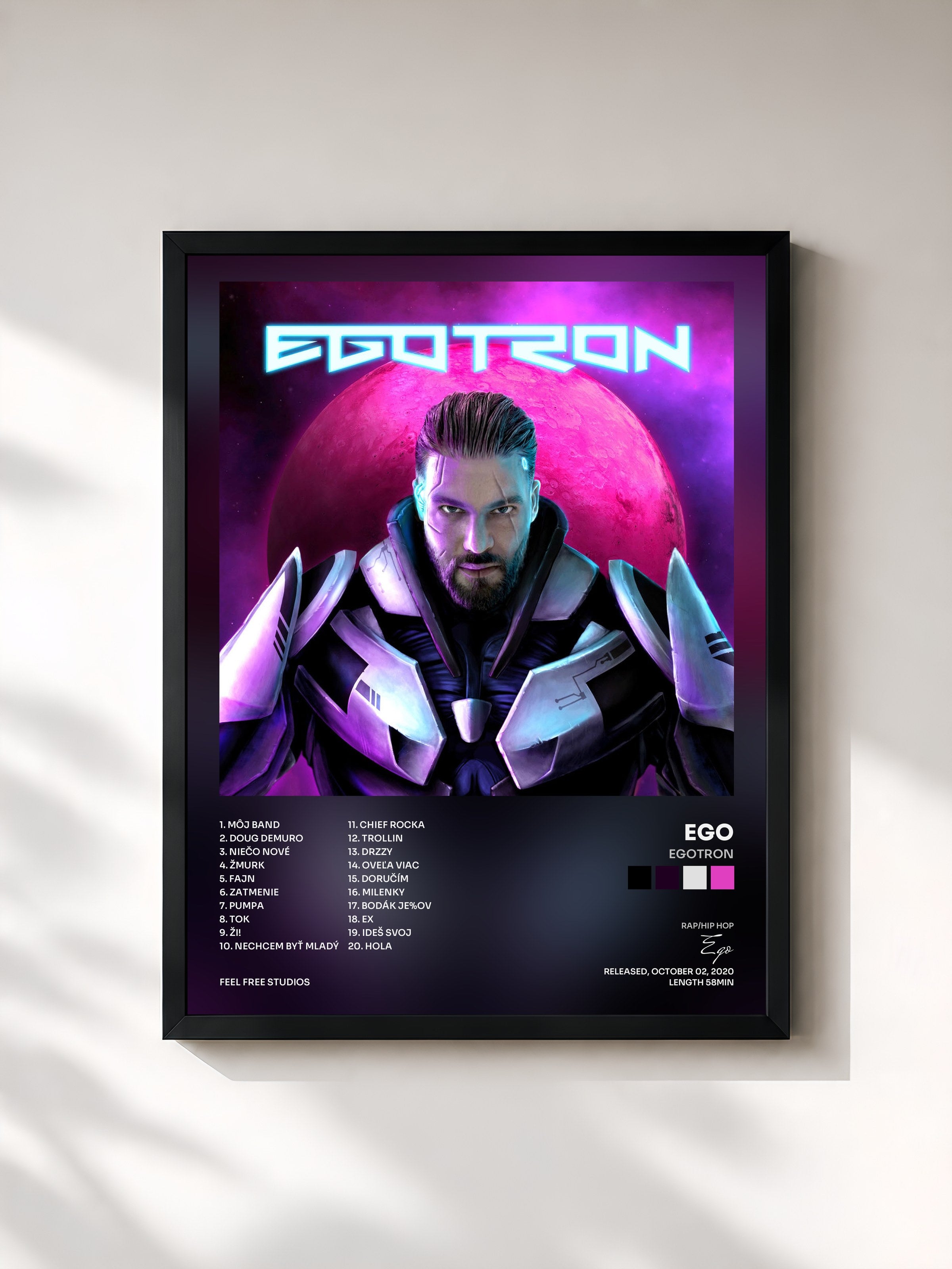#noir Tableau de l'album EGOTRON de Ego, cadre noir, imprimé et encadré en France