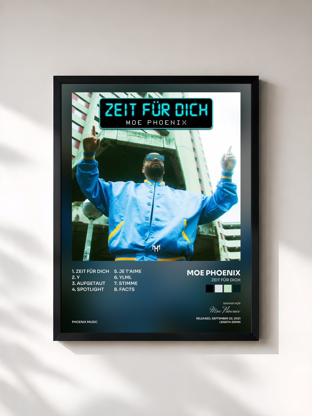 #noir Tableau de l'album ZEIT FÜR DICH de Moe Phoenix, cadre noir, imprimé et encadré en France