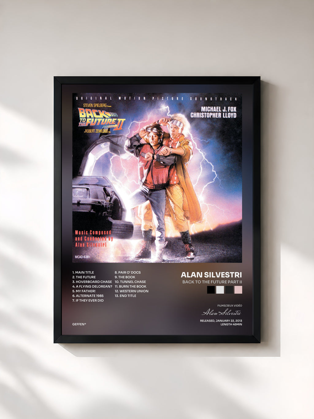 #noir Tableau de l'album Back To The Future Part II de Alan Silvestri, cadre noir, imprimé et encadré en France