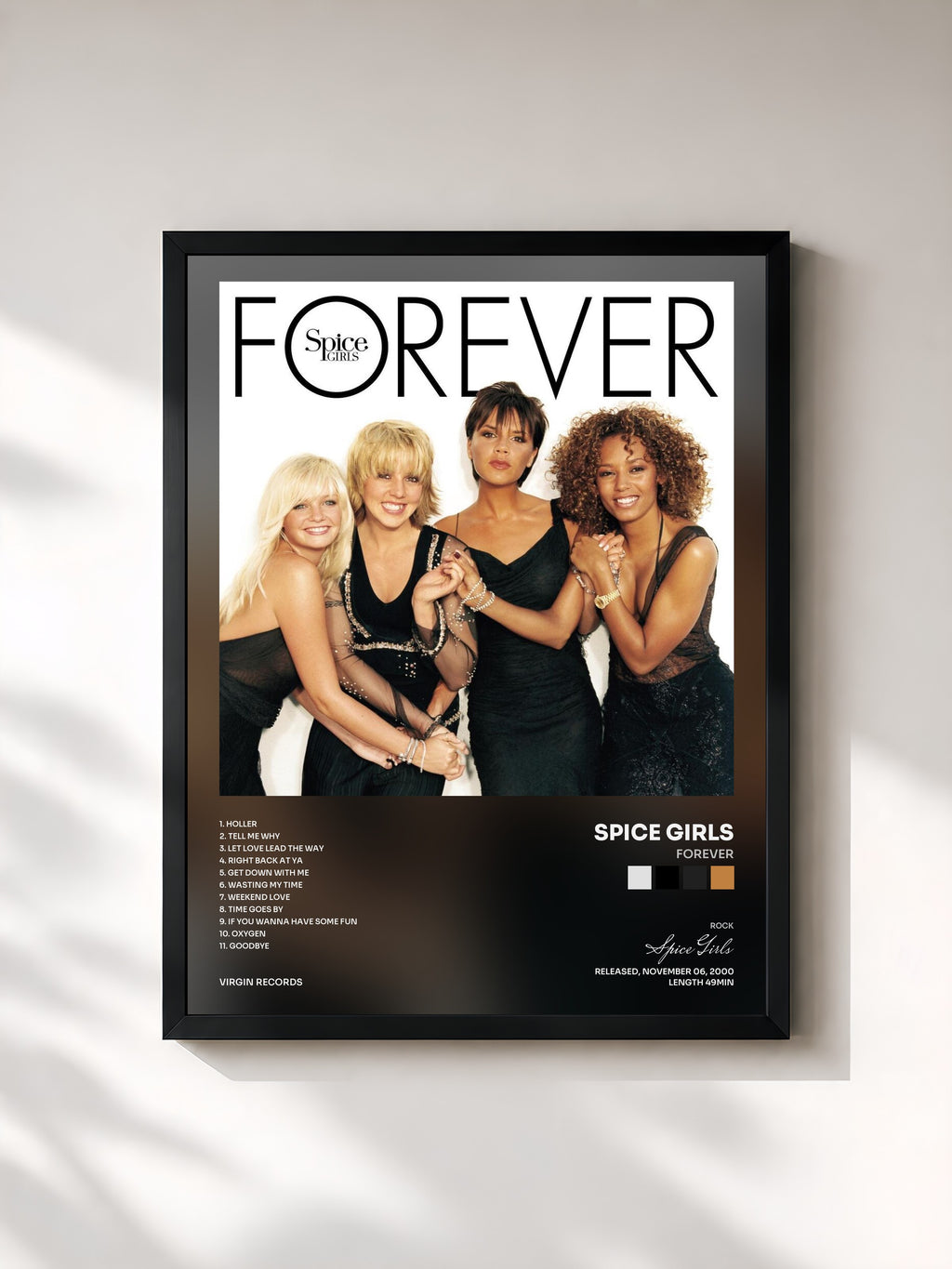 #noir Tableau de l'album Forever de Spice Girls, cadre noir, imprimé et encadré en France