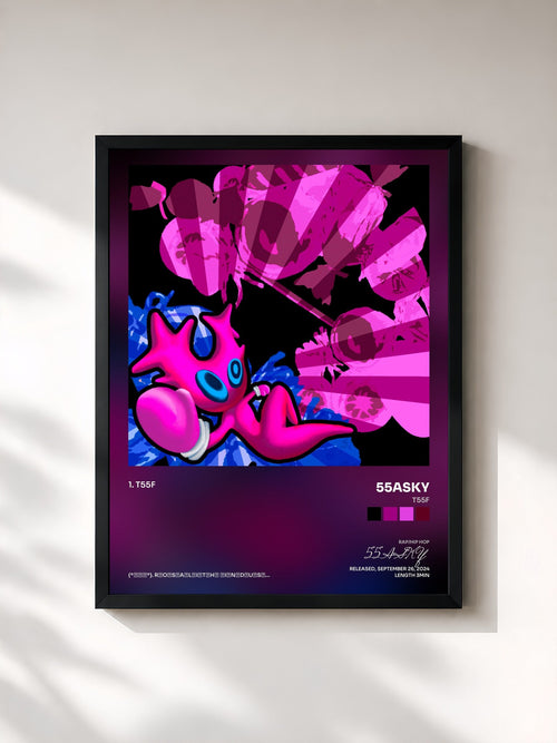 #noir Tableau de l'album T55F de 55ASKY, cadre noir, imprimé et encadré en France
