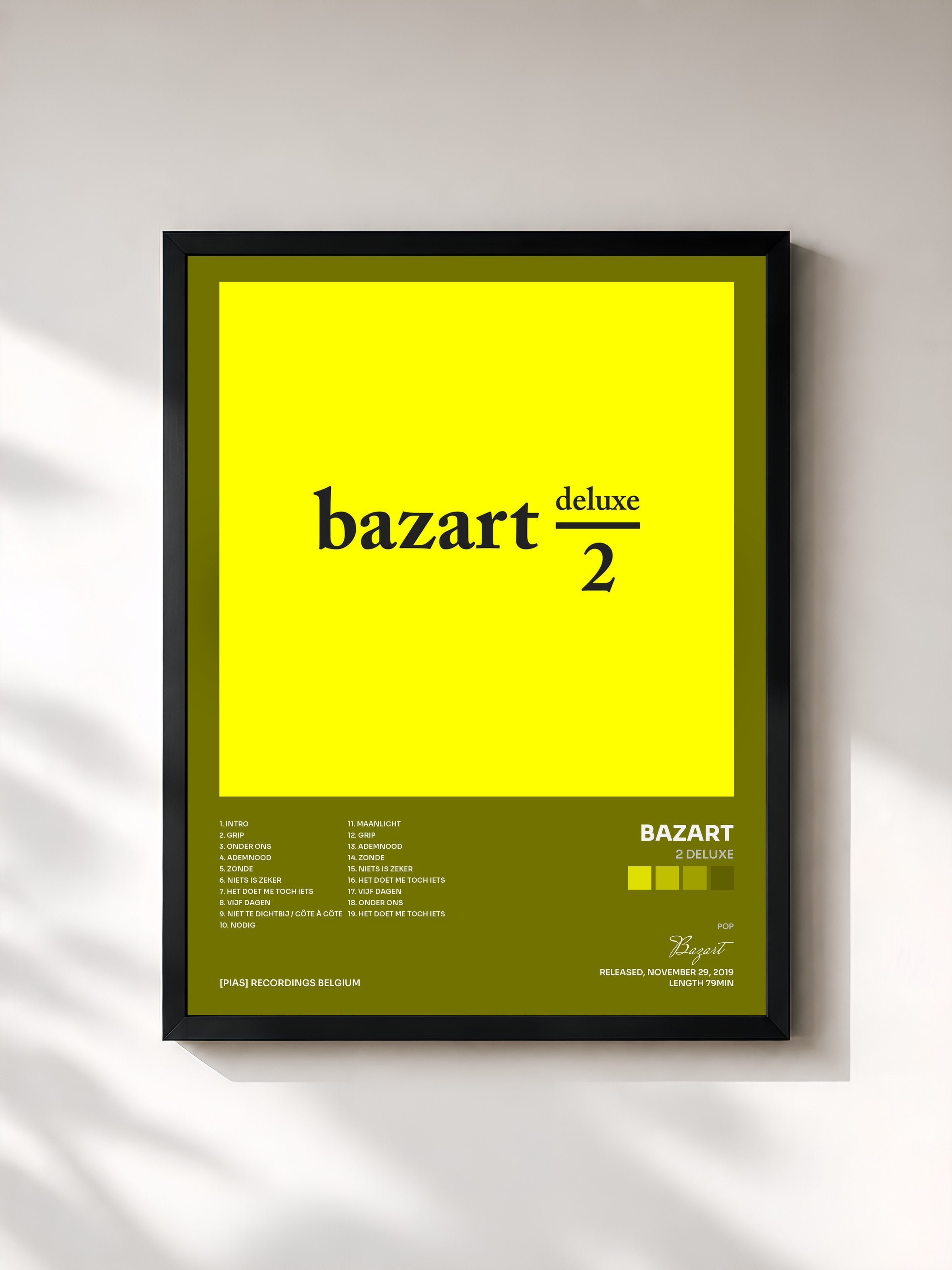 #noir Tableau de l'album 2 DELUXE de Bazart, cadre noir, imprimé et encadré en France