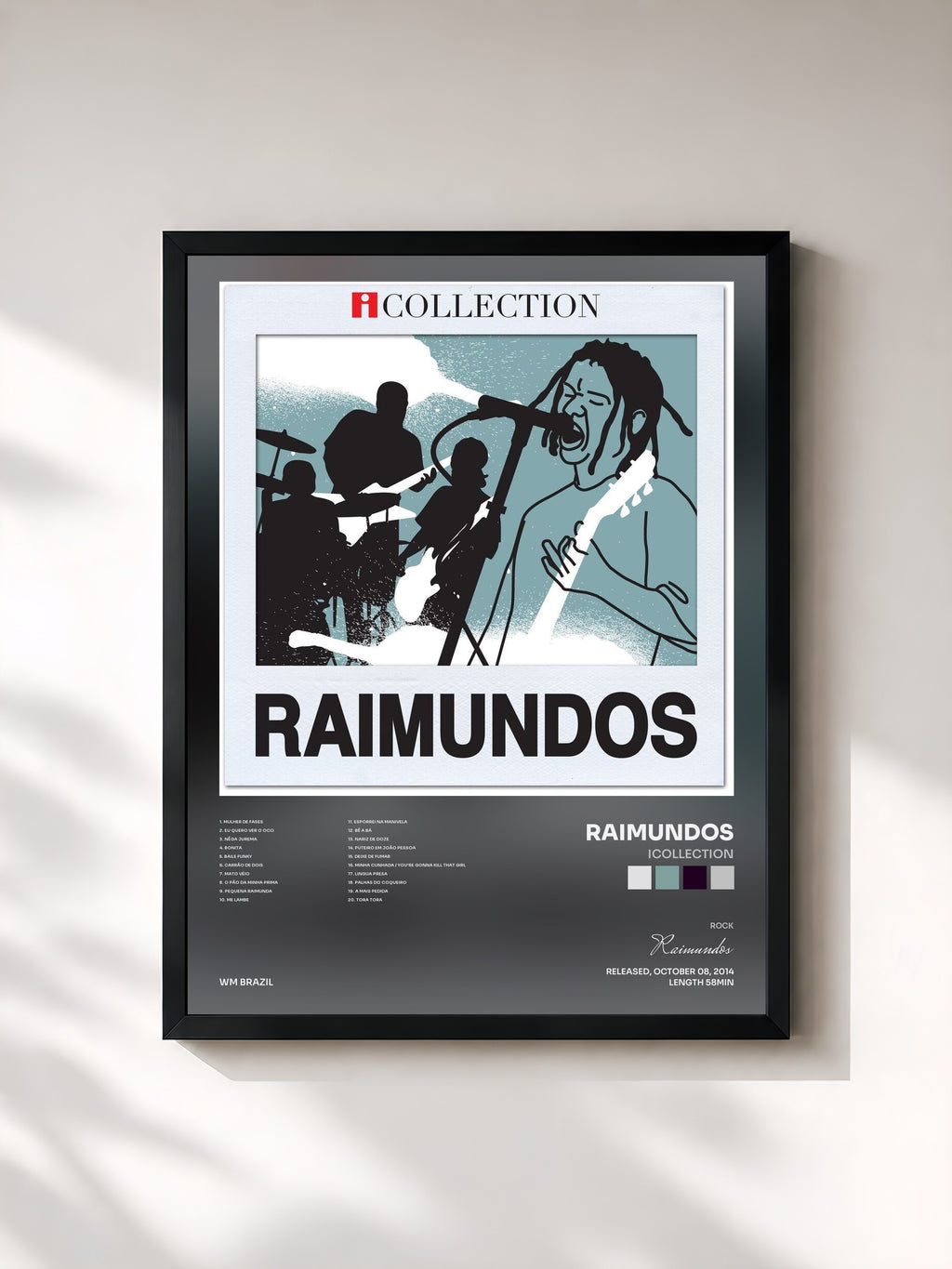 #noir Tableau de l'album iCollection de Raimundos, cadre noir, imprimé et encadré en France